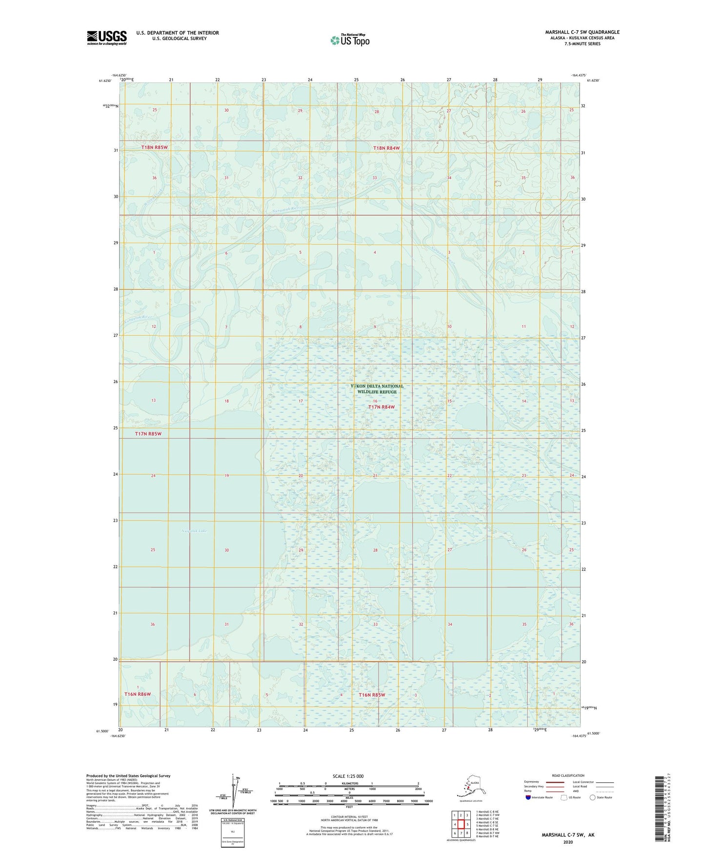 Marshall C-7 SW Alaska US Topo Map Image