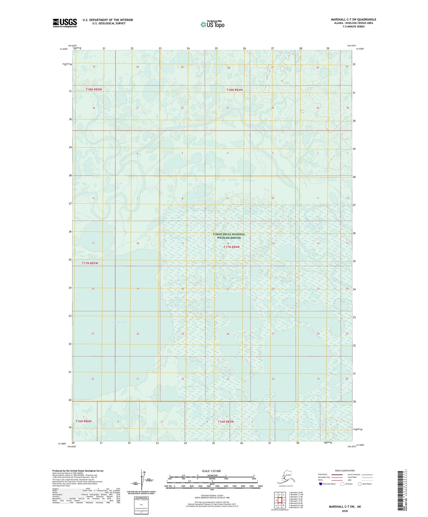 Marshall C-7 SW Alaska US Topo Map Image