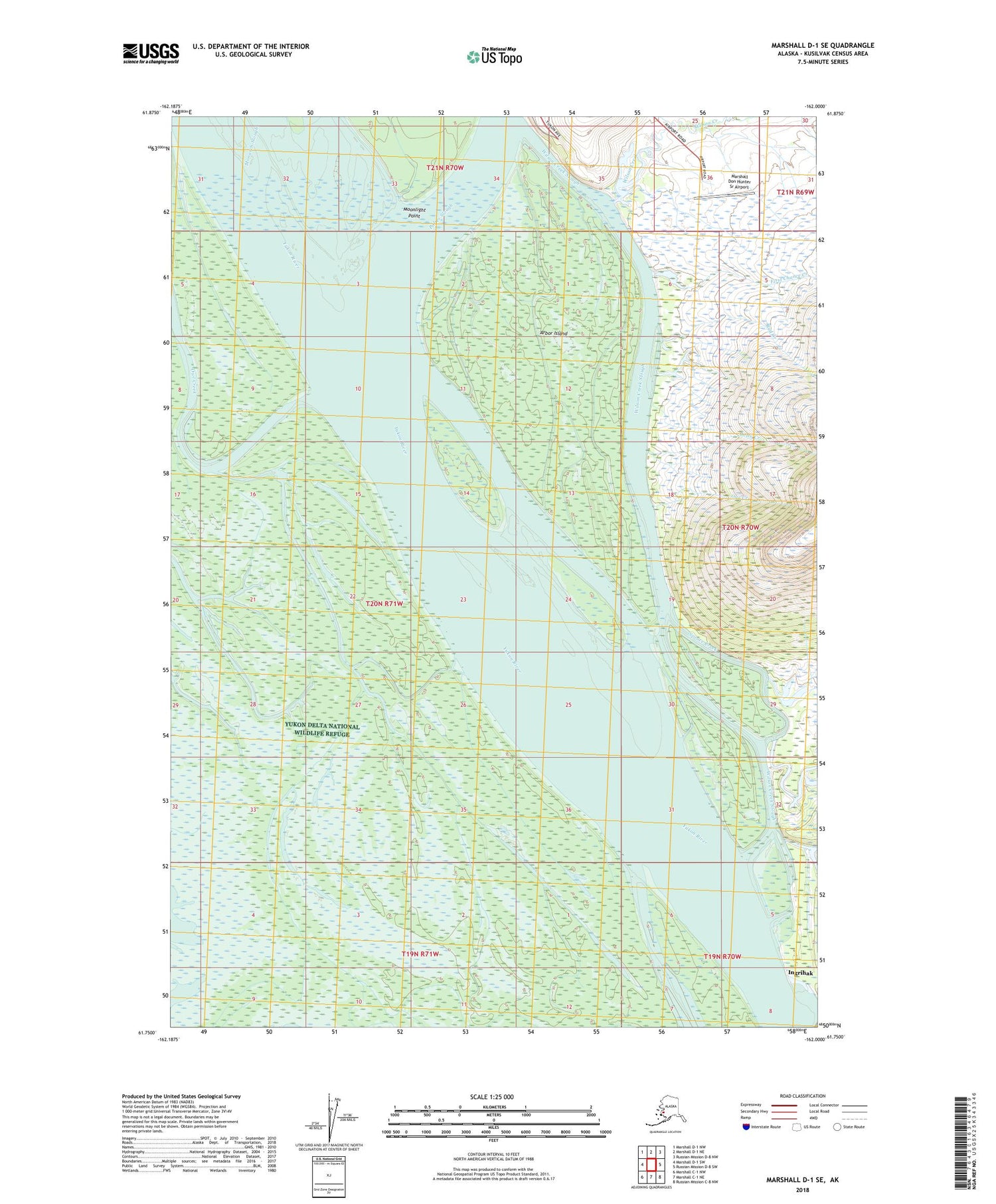 Marshall D-1 SE Alaska US Topo Map Image