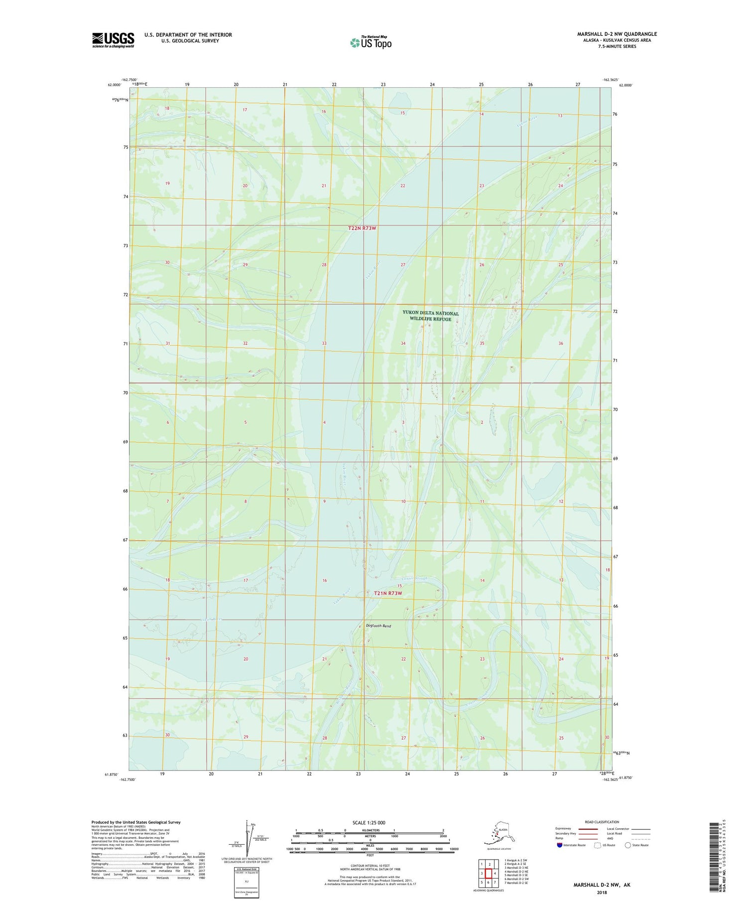 Marshall D-2 NW Alaska US Topo Map Image