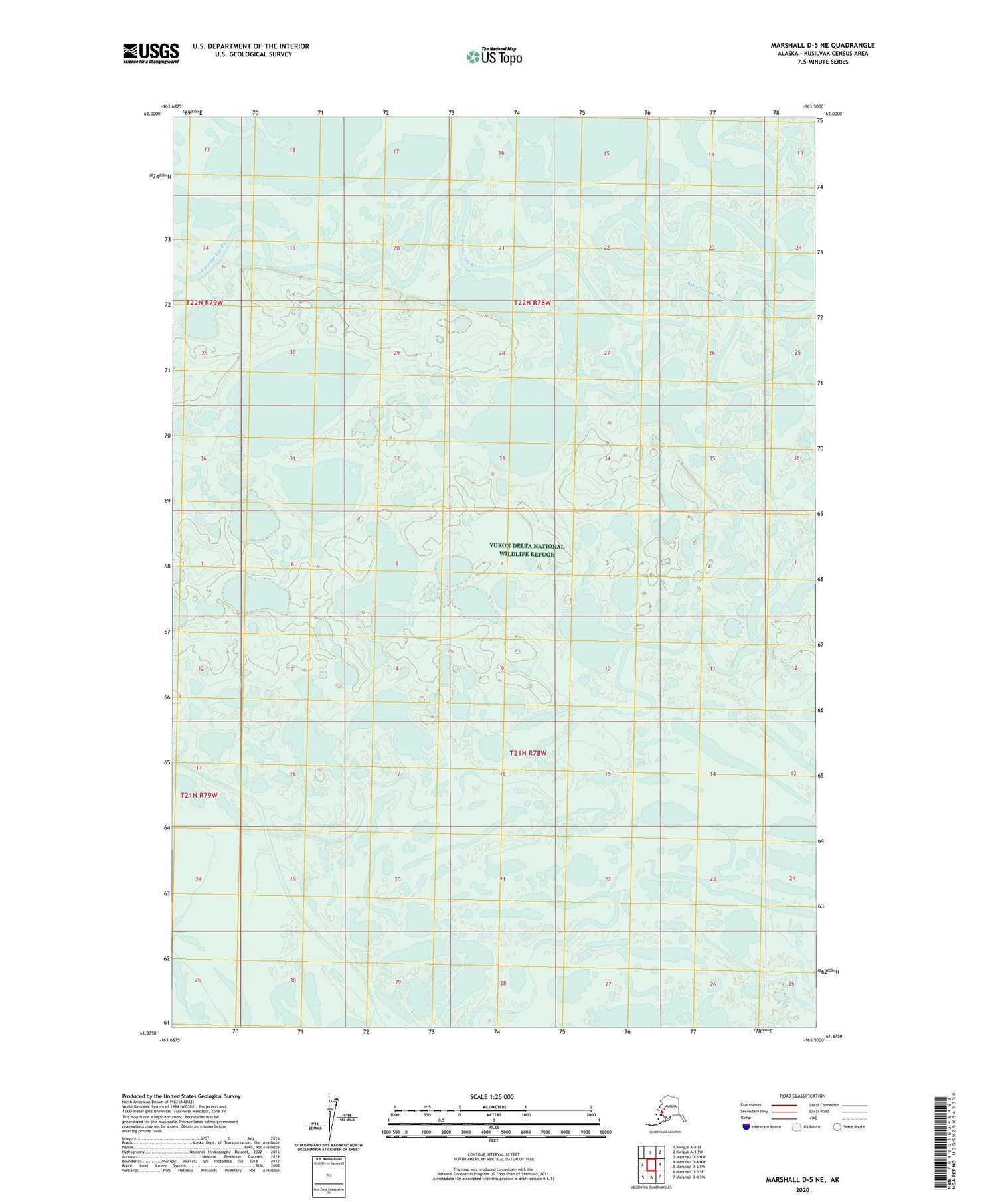 Marshall D-5 NE Alaska US Topo Map Image