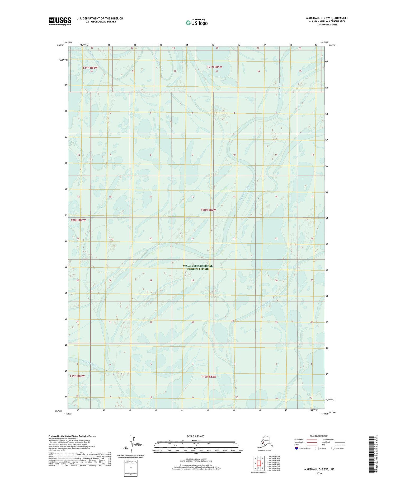 Marshall D-6 SW Alaska US Topo Map Image