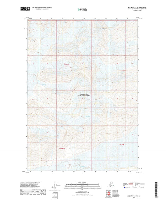 McCarthy A-1 SW Alaska US Topo Map Image
