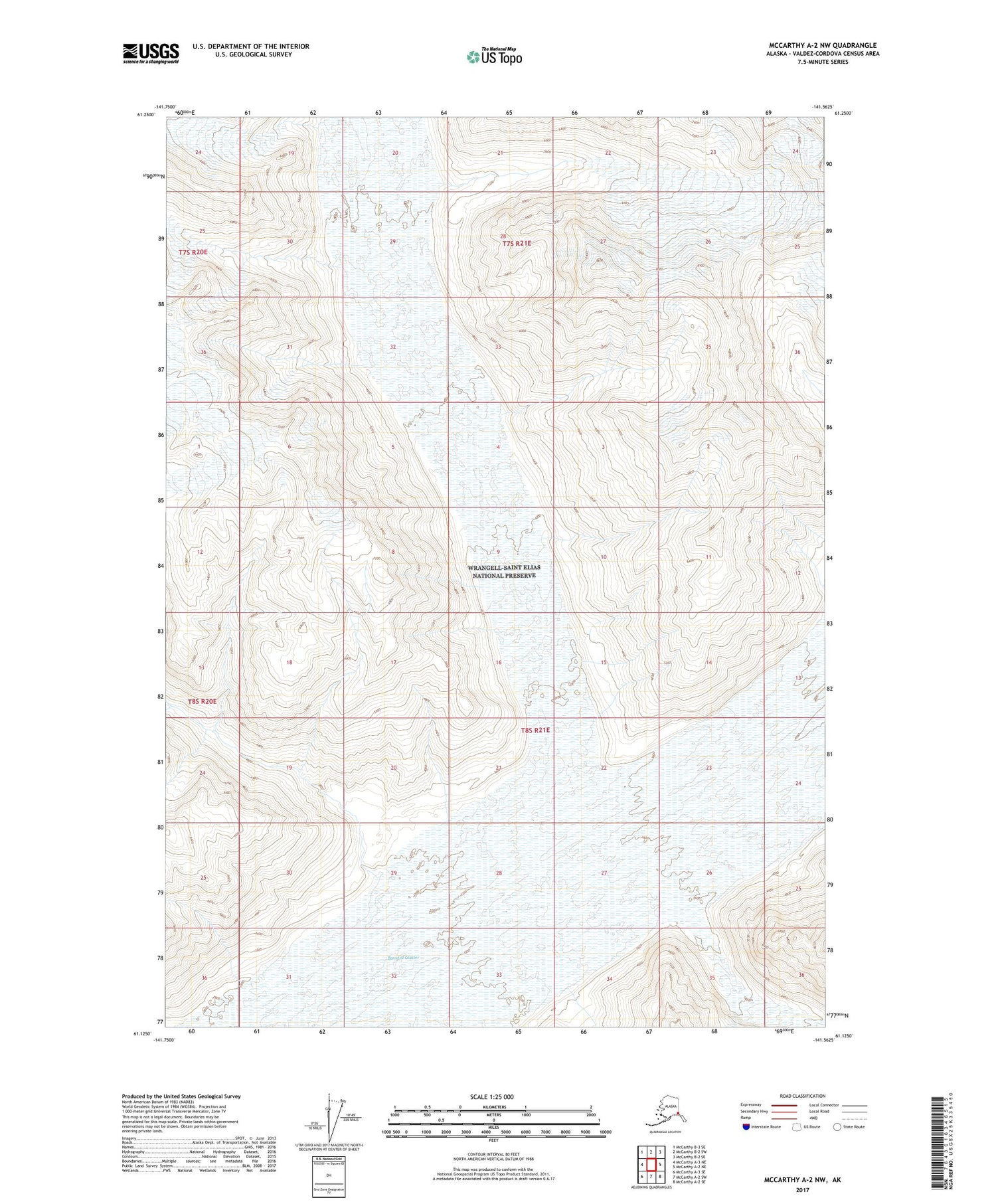 McCarthy A-2 NW Alaska US Topo Map Image