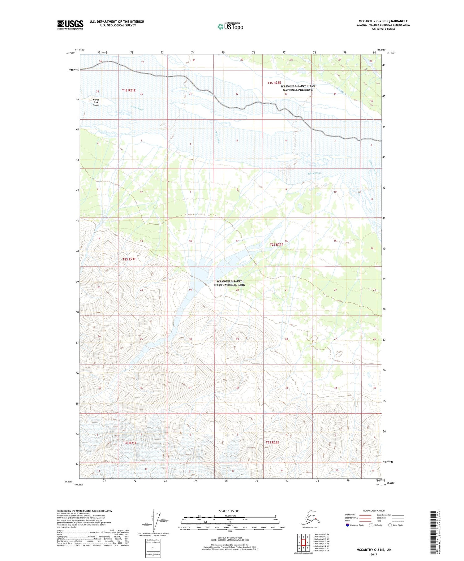 McCarthy C-2 NE Alaska US Topo Map Image