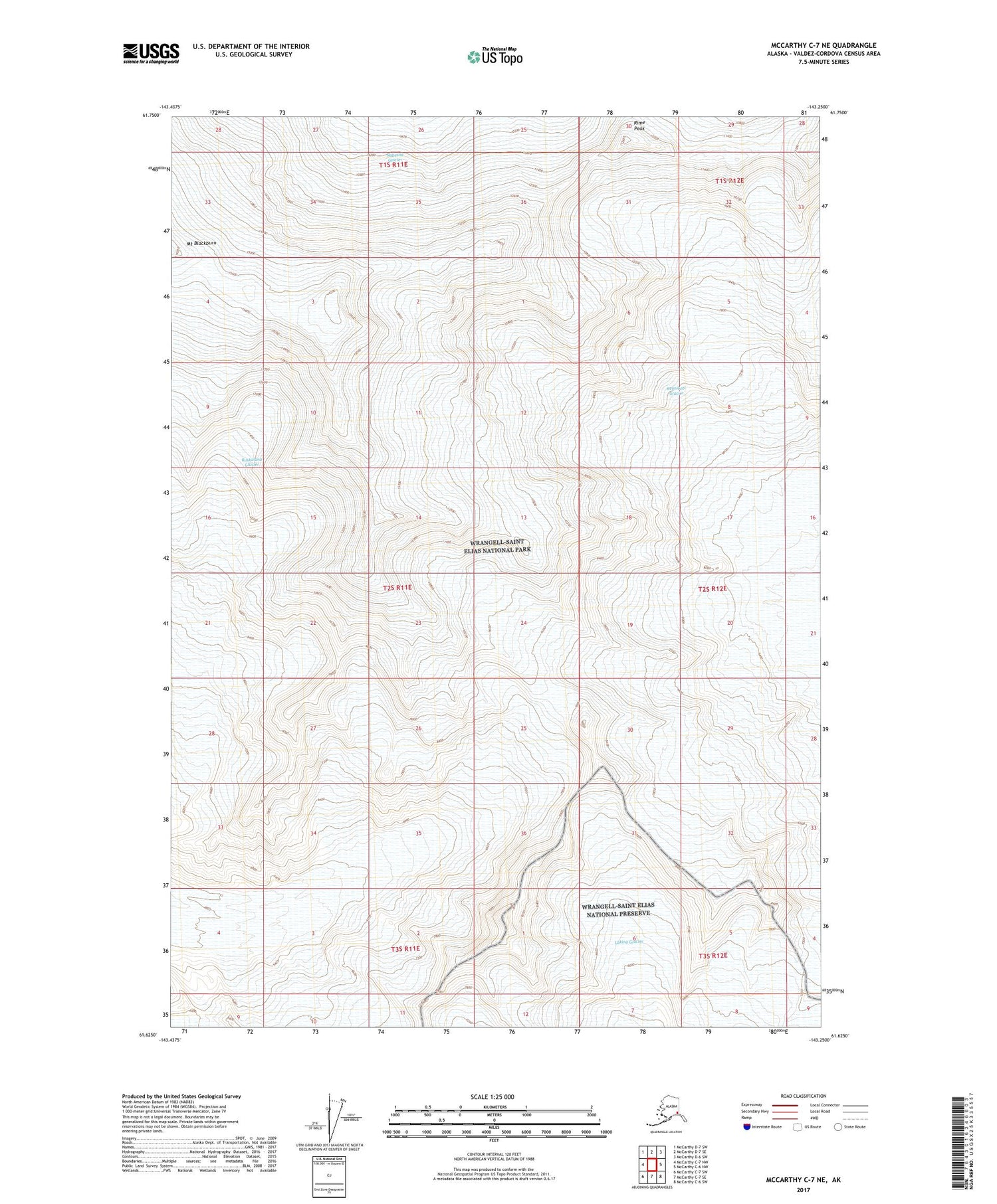 McCarthy C-7 NE Alaska US Topo Map Image