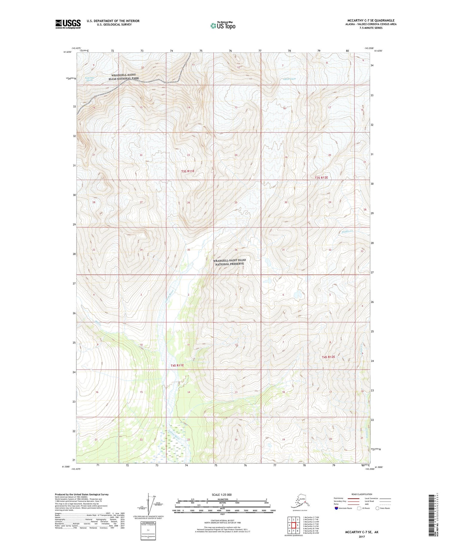 McCarthy C-7 SE Alaska US Topo Map Image