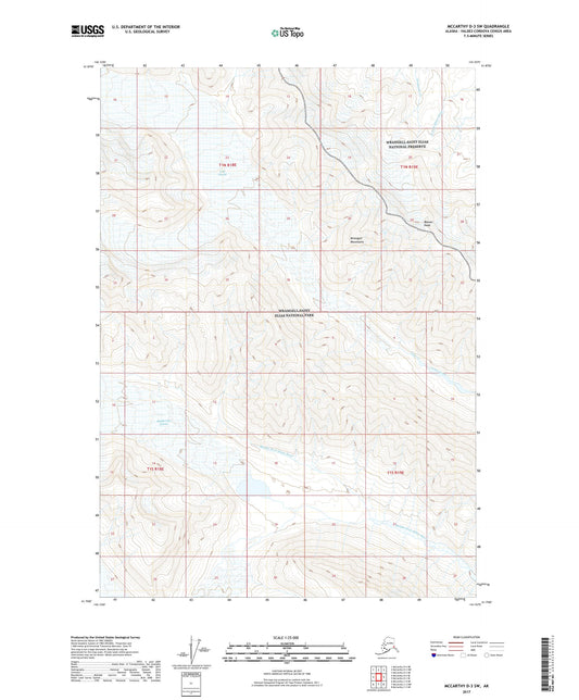 McCarthy D-3 SW Alaska US Topo Map Image