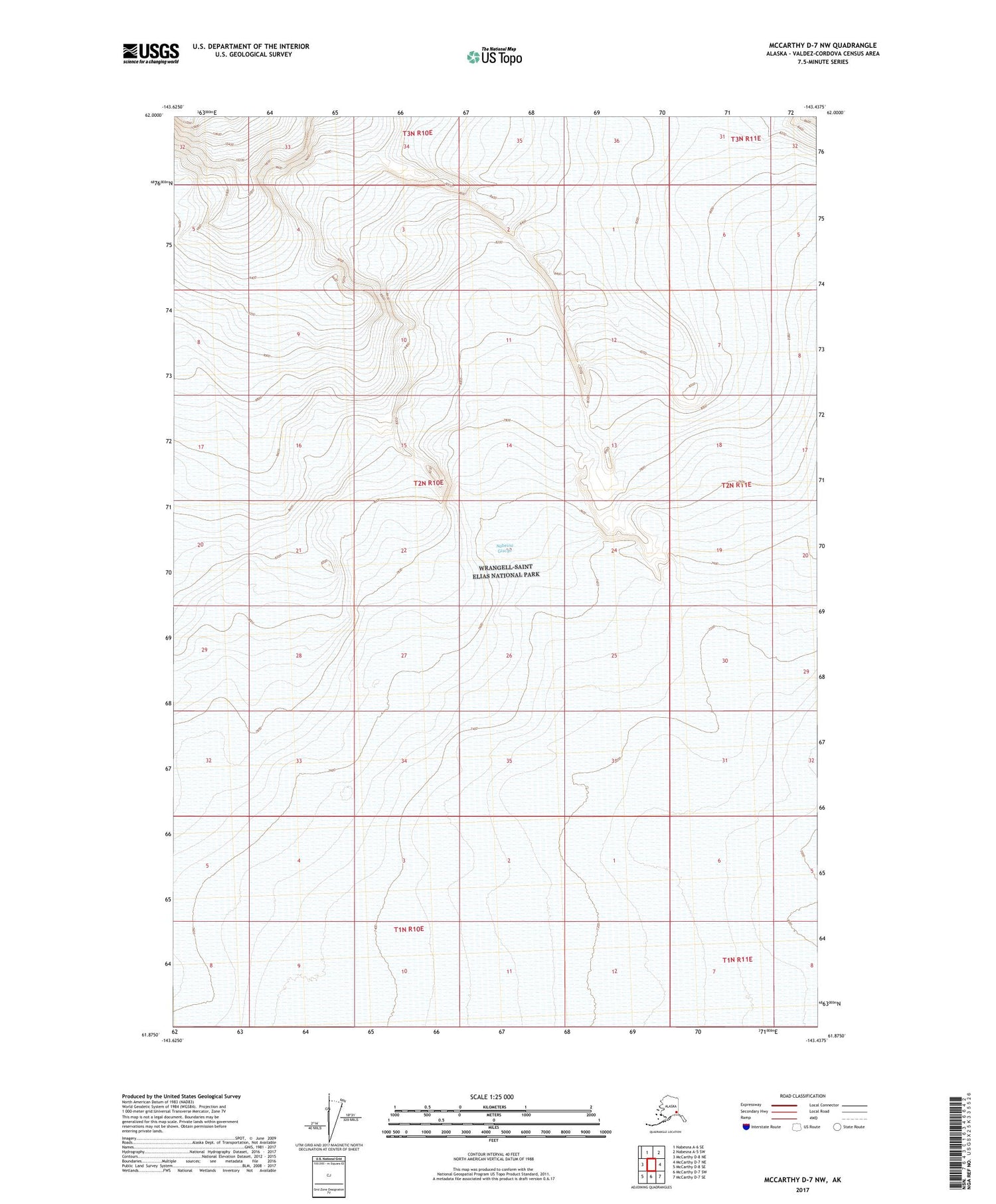 McCarthy D-7 NW Alaska US Topo Map Image