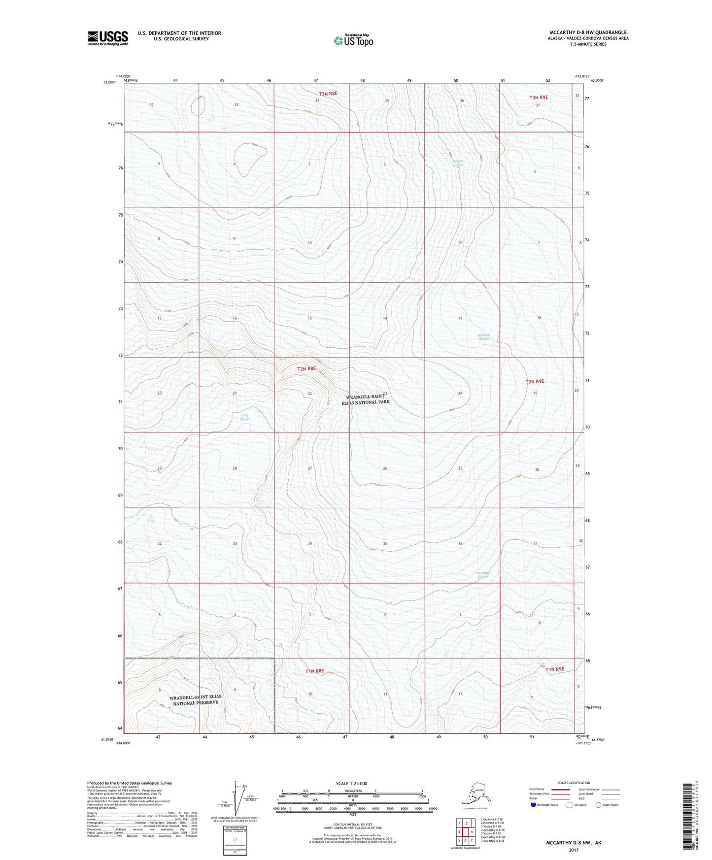 McCarthy D-8 NW Alaska US Topo Map Image