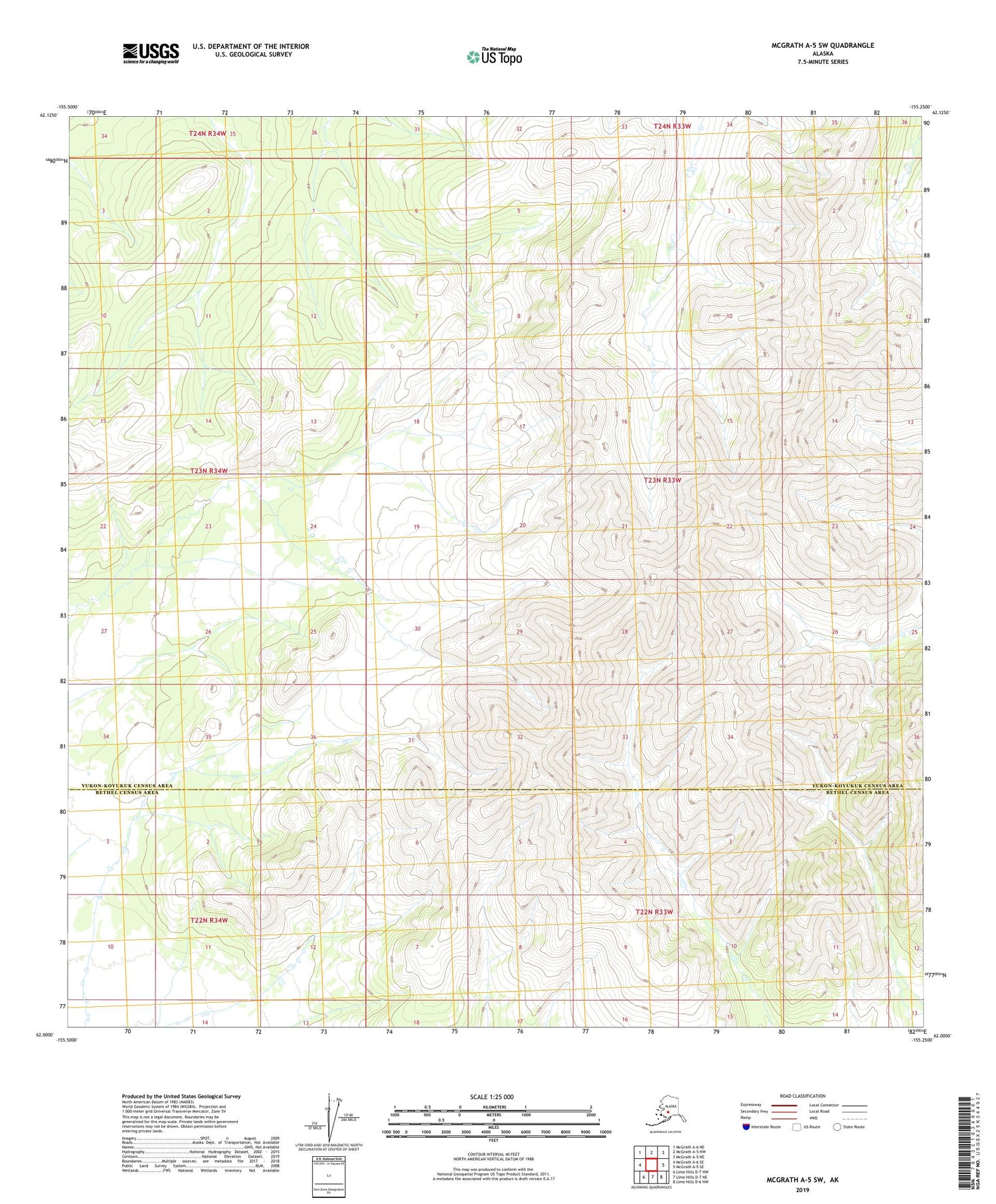 McGrath A-5 SW Alaska US Topo Map Image