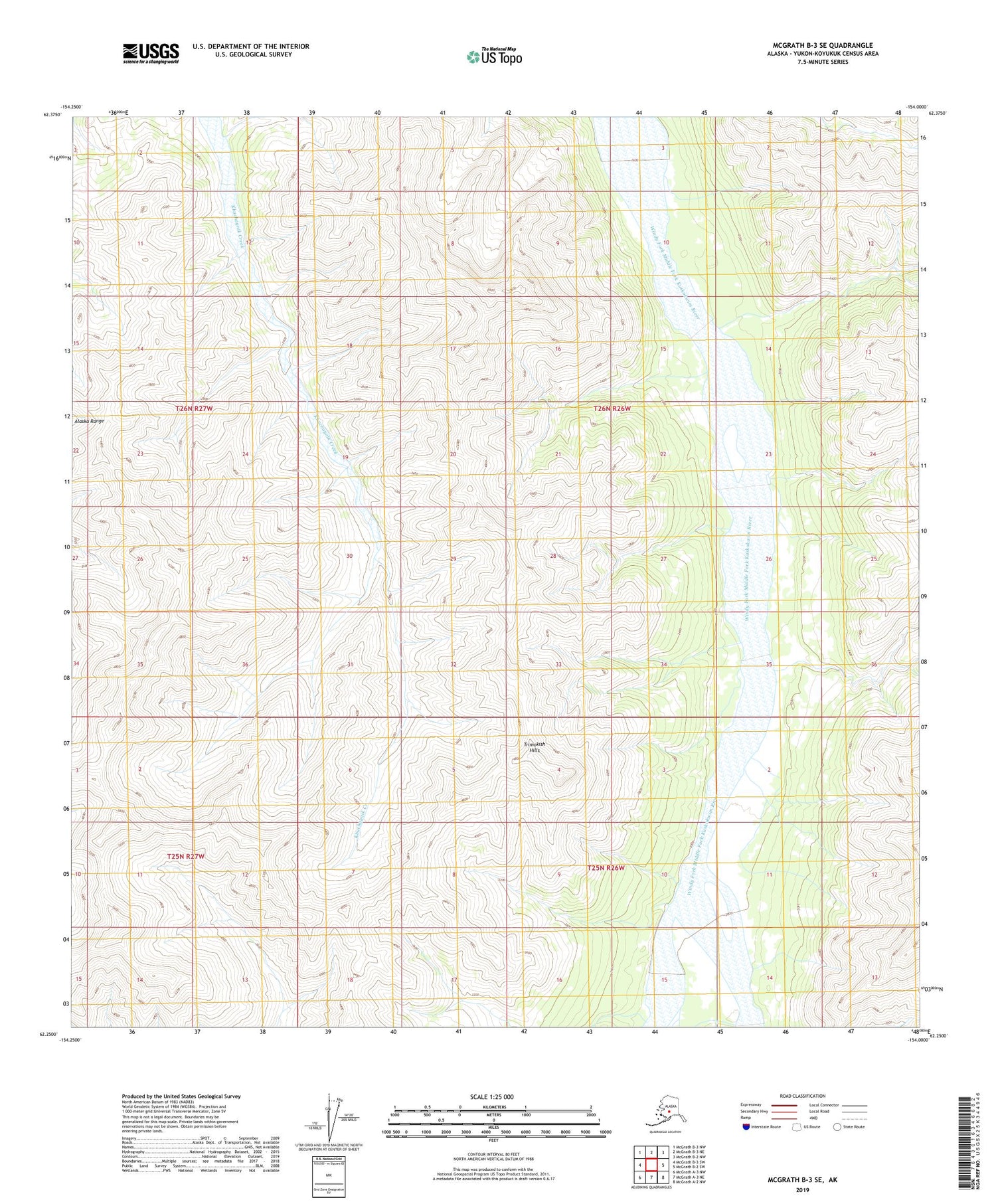 McGrath B-3 SE Alaska US Topo Map Image