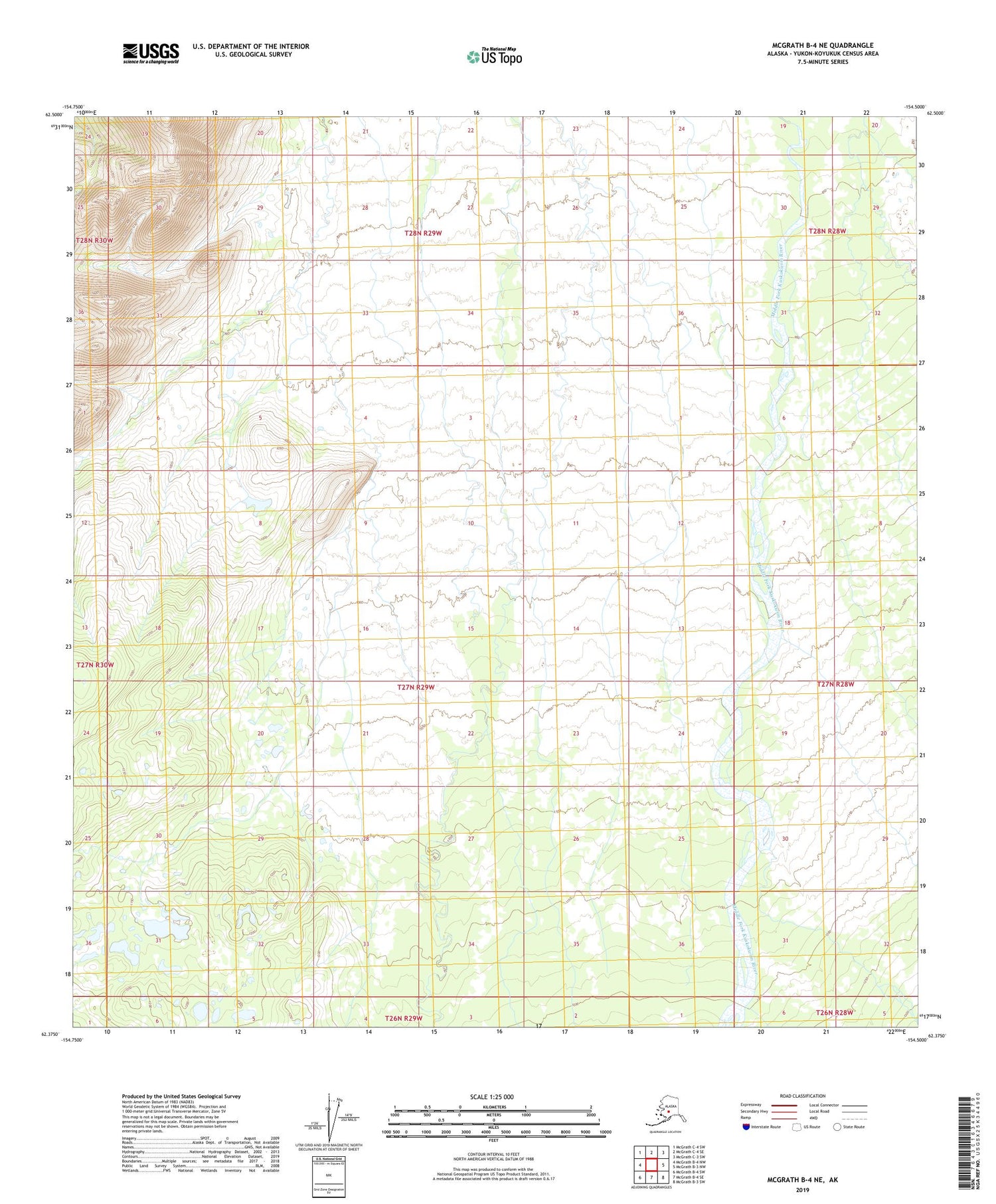 McGrath B-4 NE Alaska US Topo Map Image
