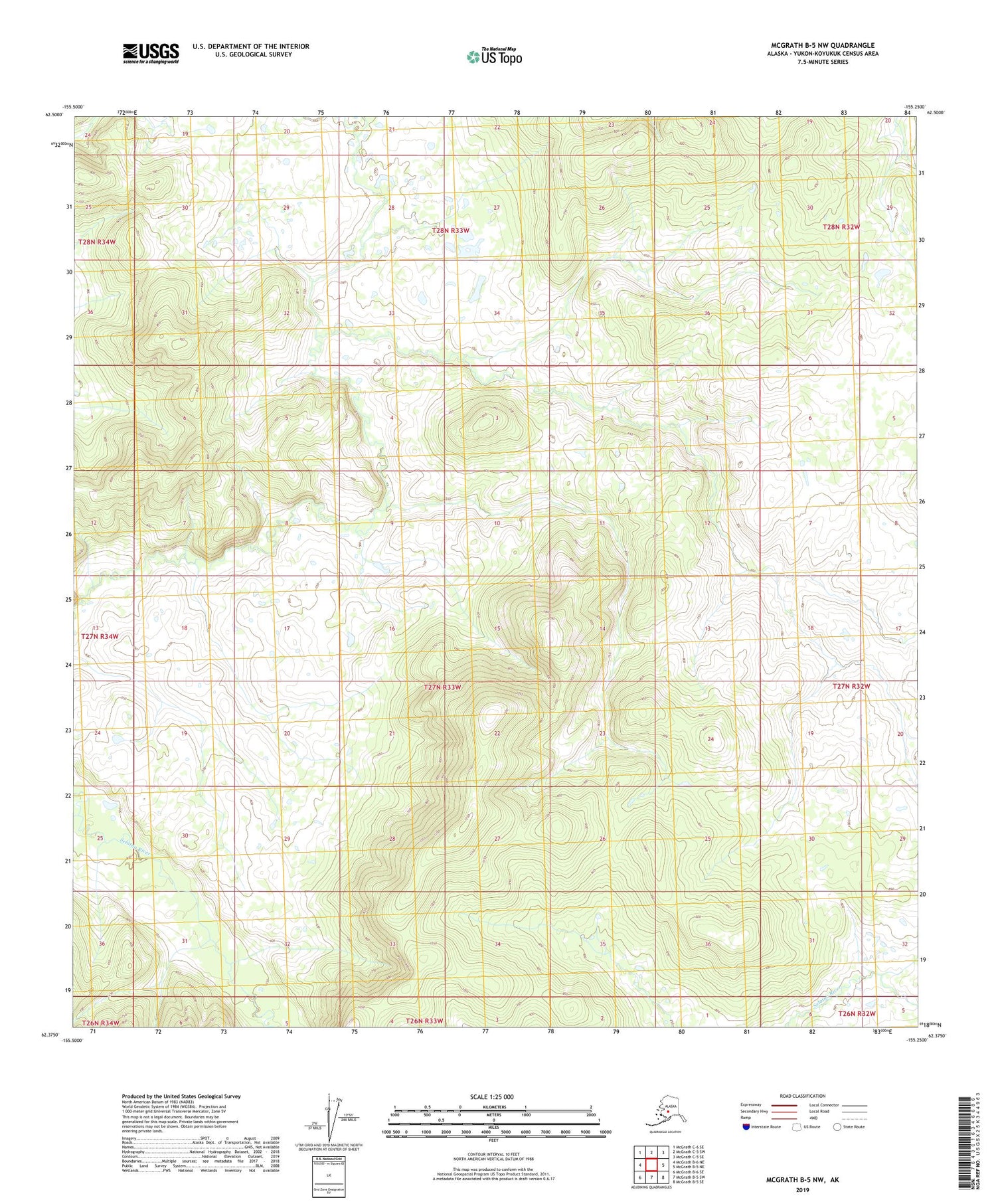 McGrath B-5 NW Alaska US Topo Map Image