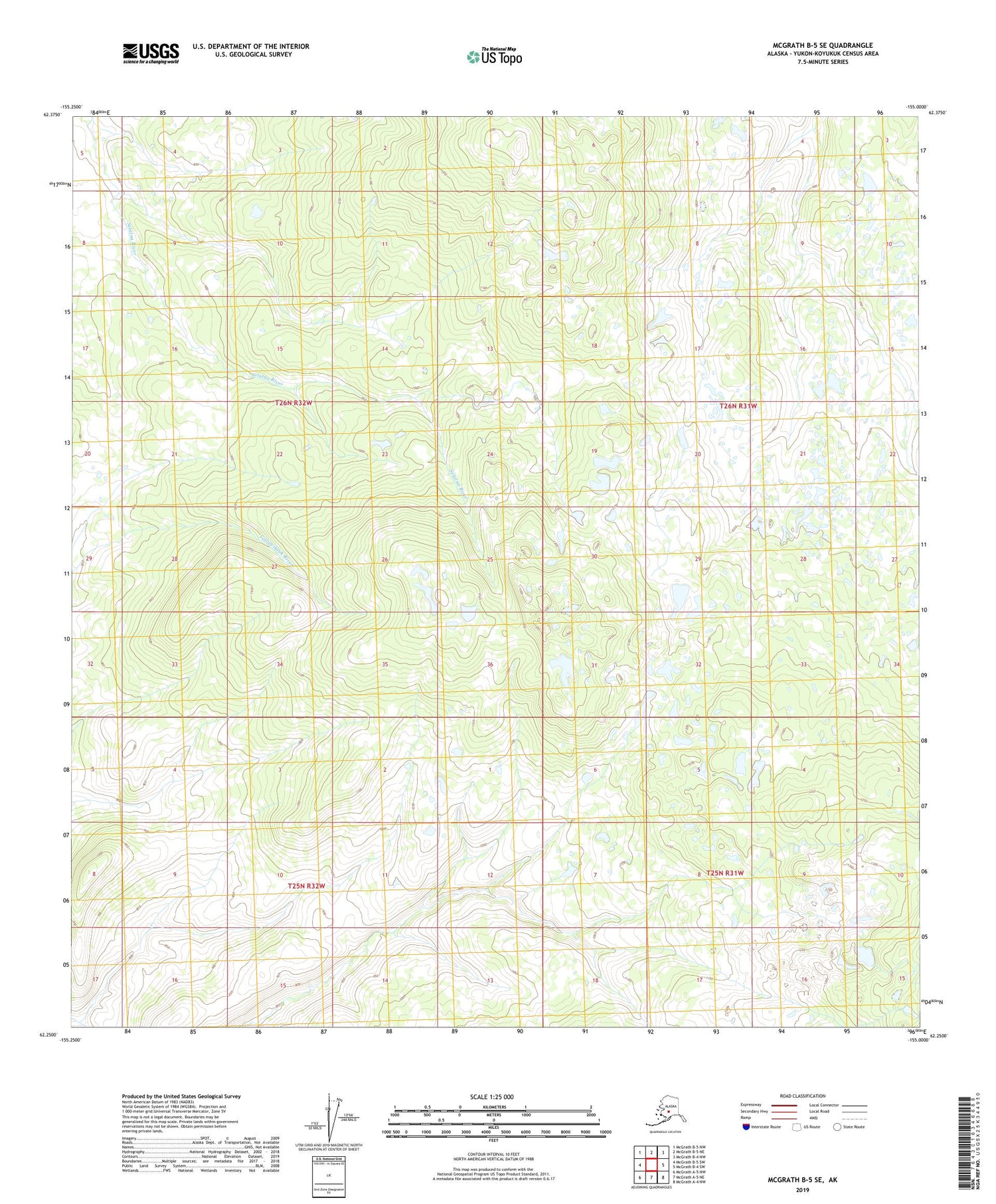 McGrath B-5 SE Alaska US Topo Map Image