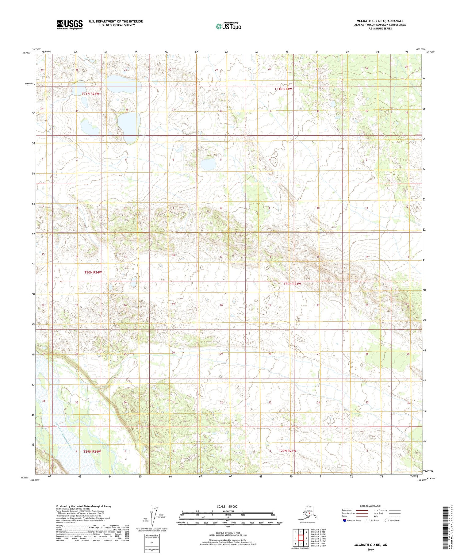 McGrath C-2 NE Alaska US Topo Map Image
