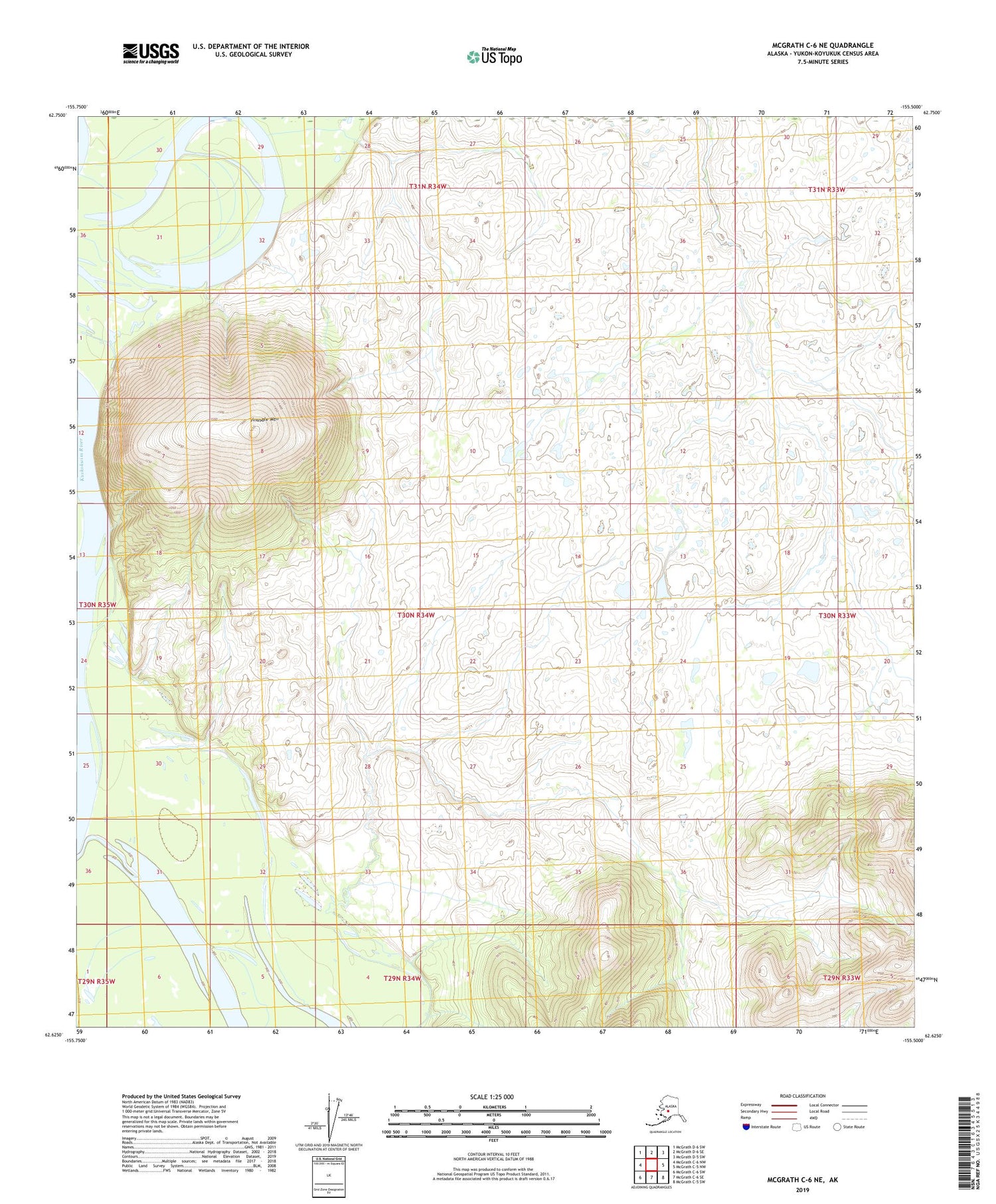 McGrath C-6 NE Alaska US Topo Map Image