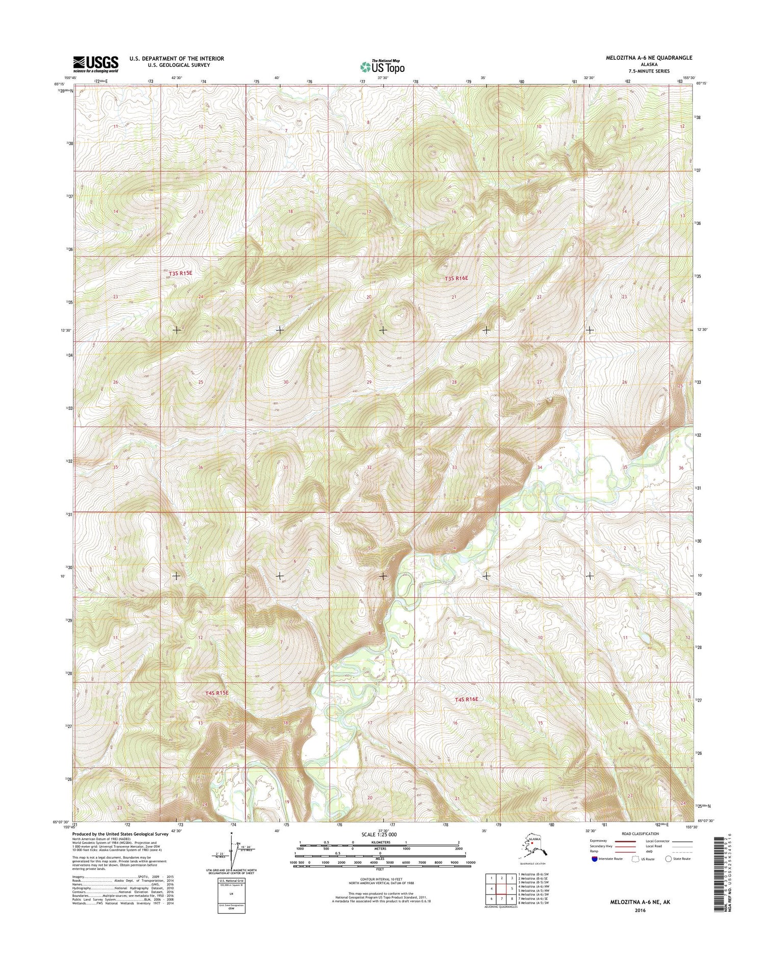 Melozitna A-6 NE Alaska US Topo Map Image