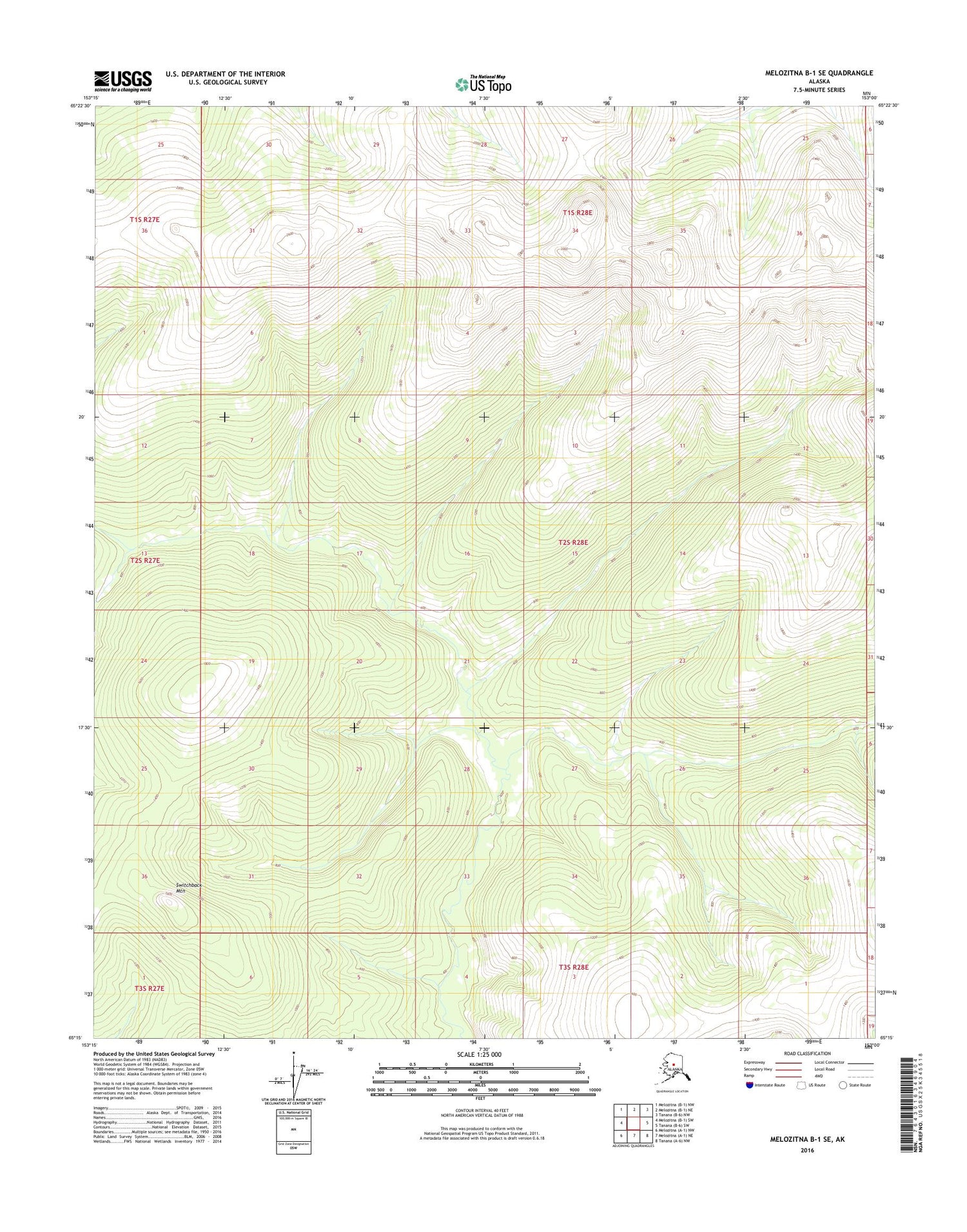 Melozitna B-1 SE Alaska US Topo Map Image