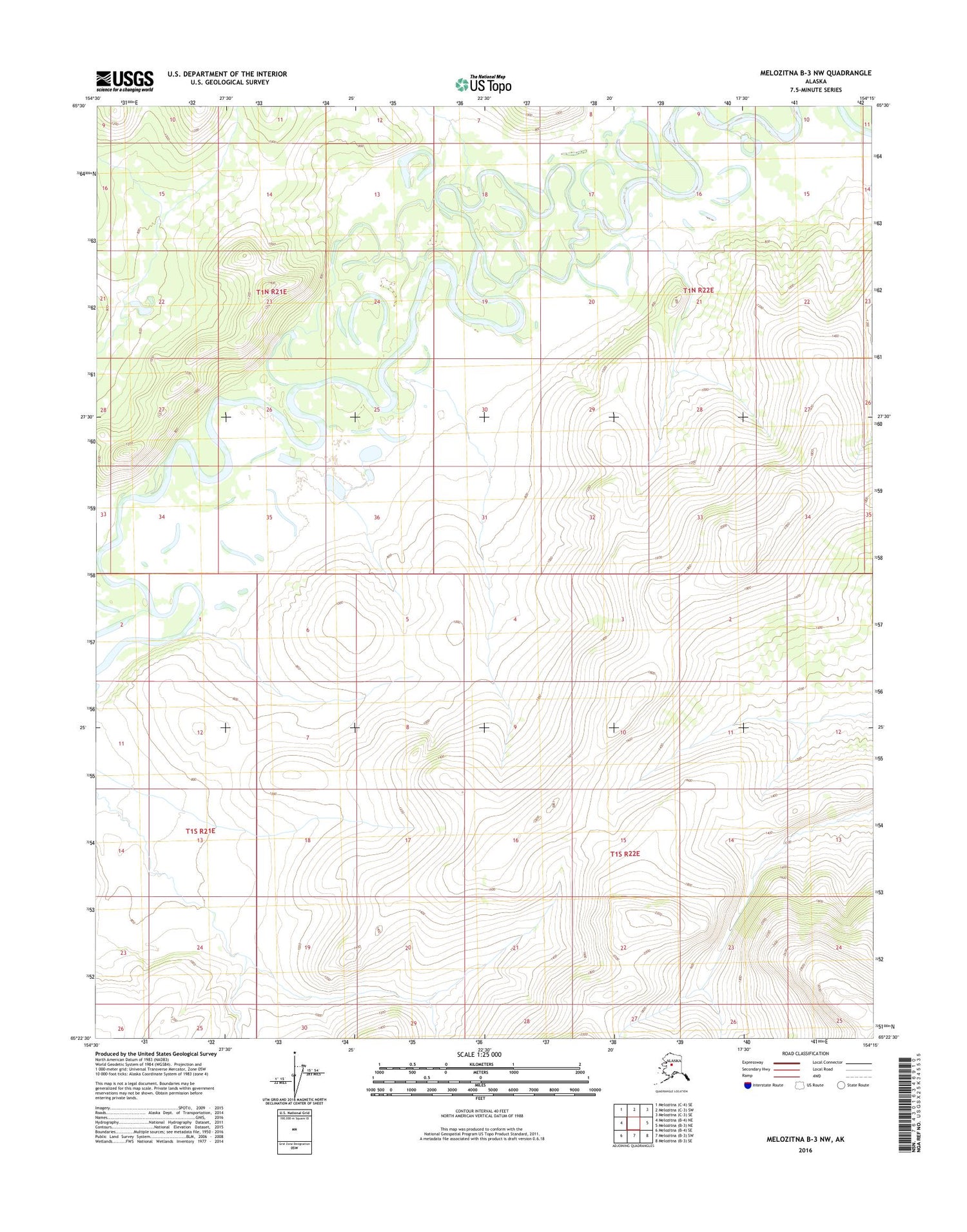 Melozitna B-3 NW Alaska US Topo Map Image