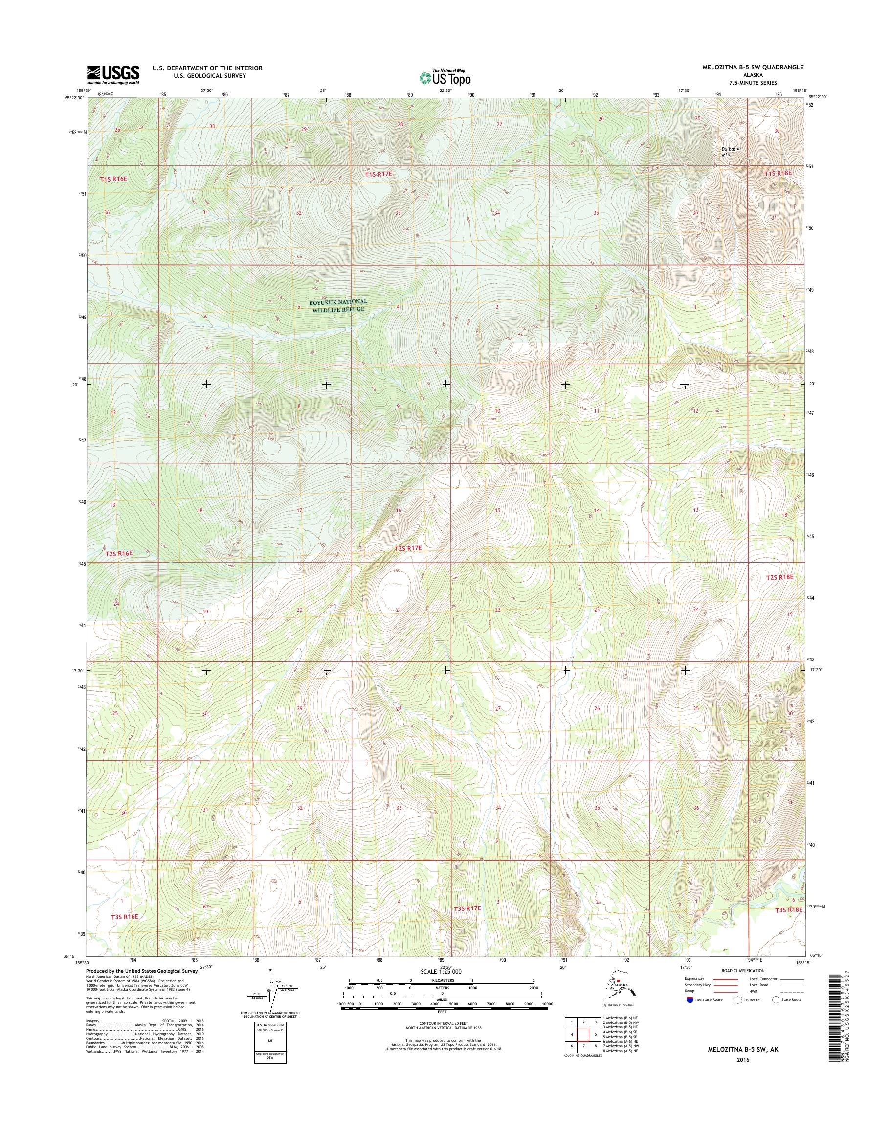 Melozitna B-5 SW Alaska US Topo Map – MyTopo Map Store