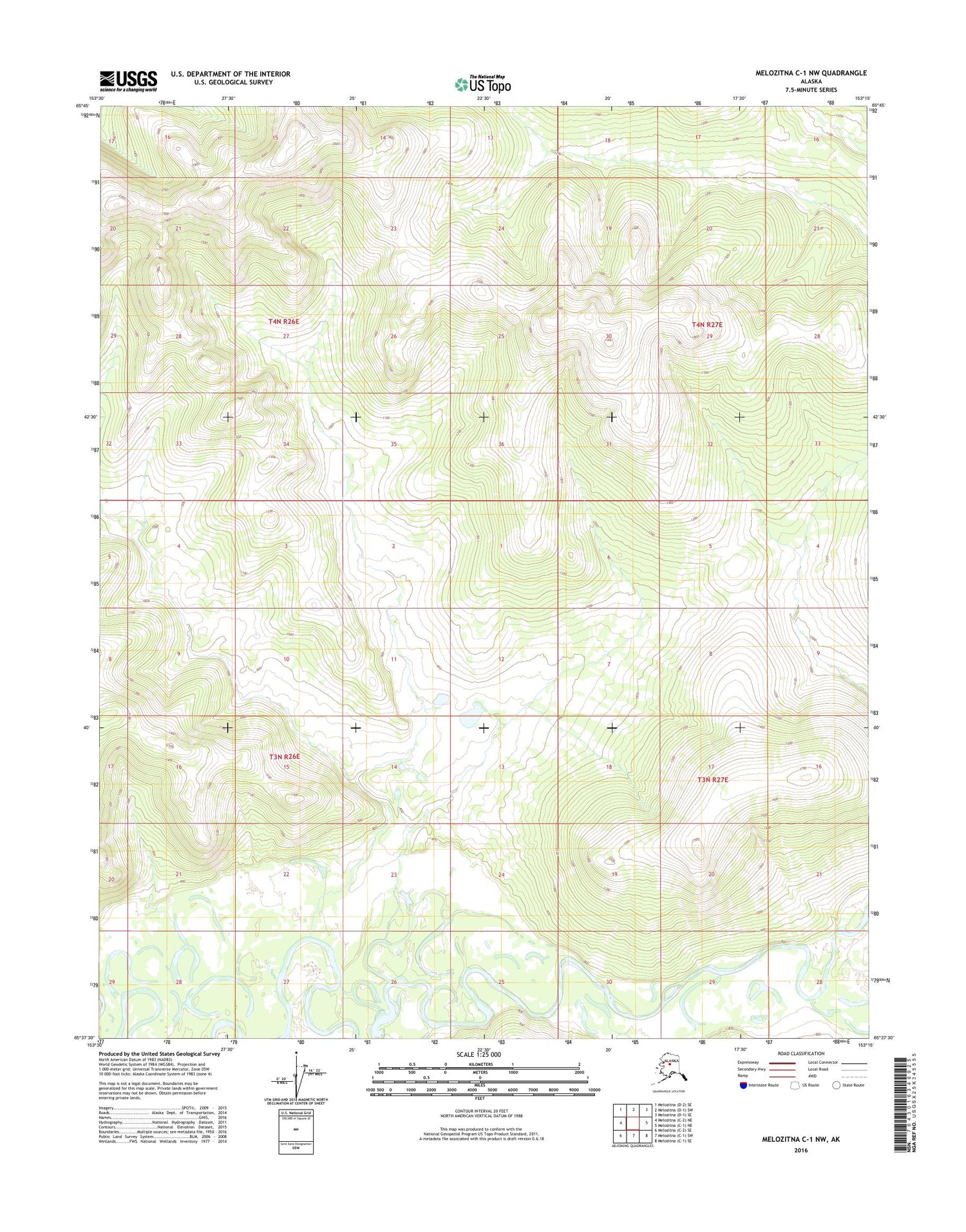 Melozitna C-1 NW Alaska US Topo Map Image