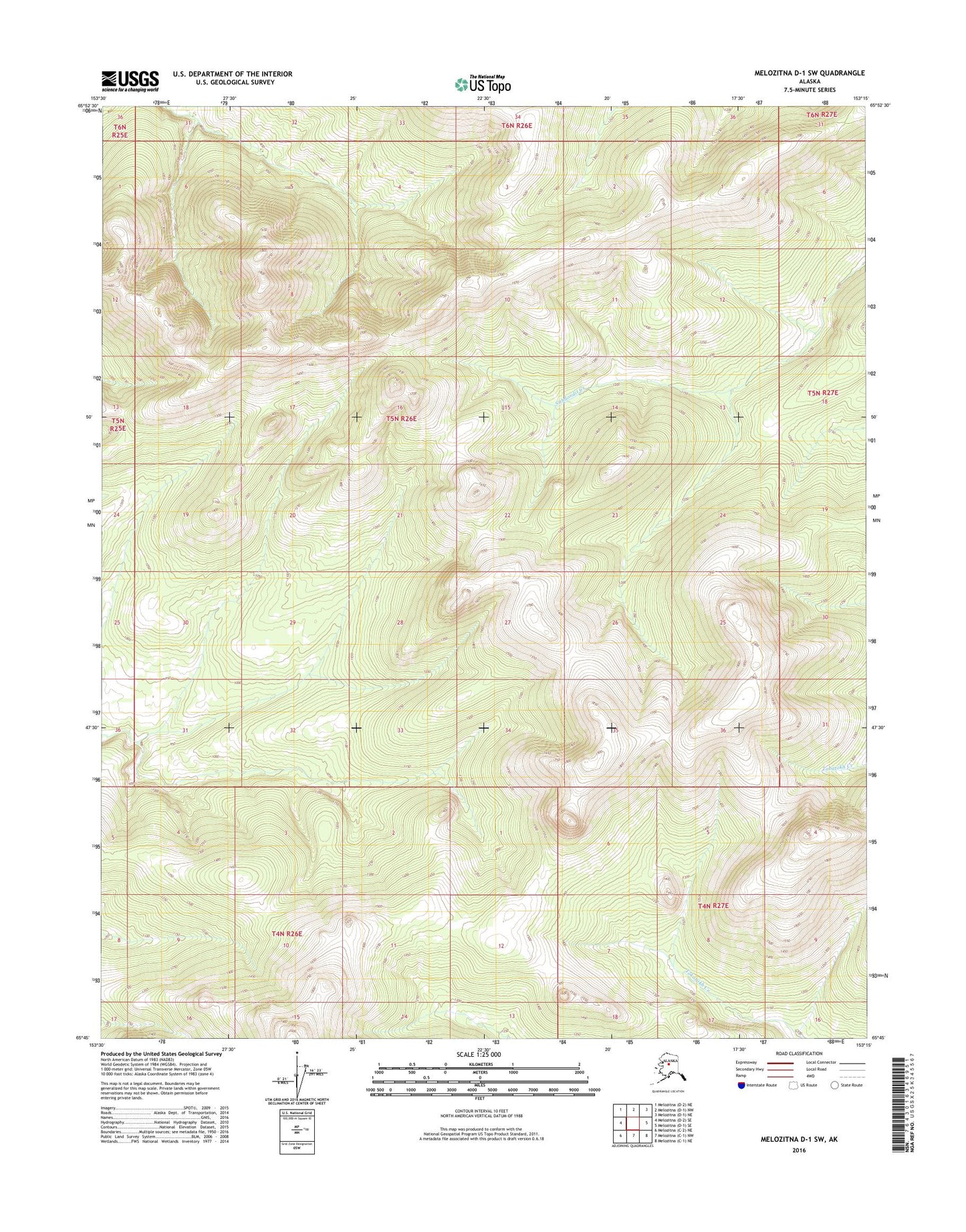 Melozitna D-1 SW Alaska US Topo Map Image