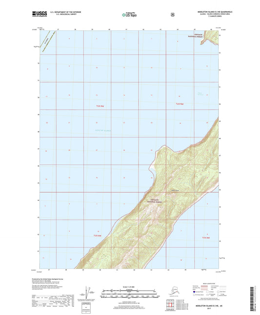 Middleton Island D-2 NE Alaska US Topo Map Image