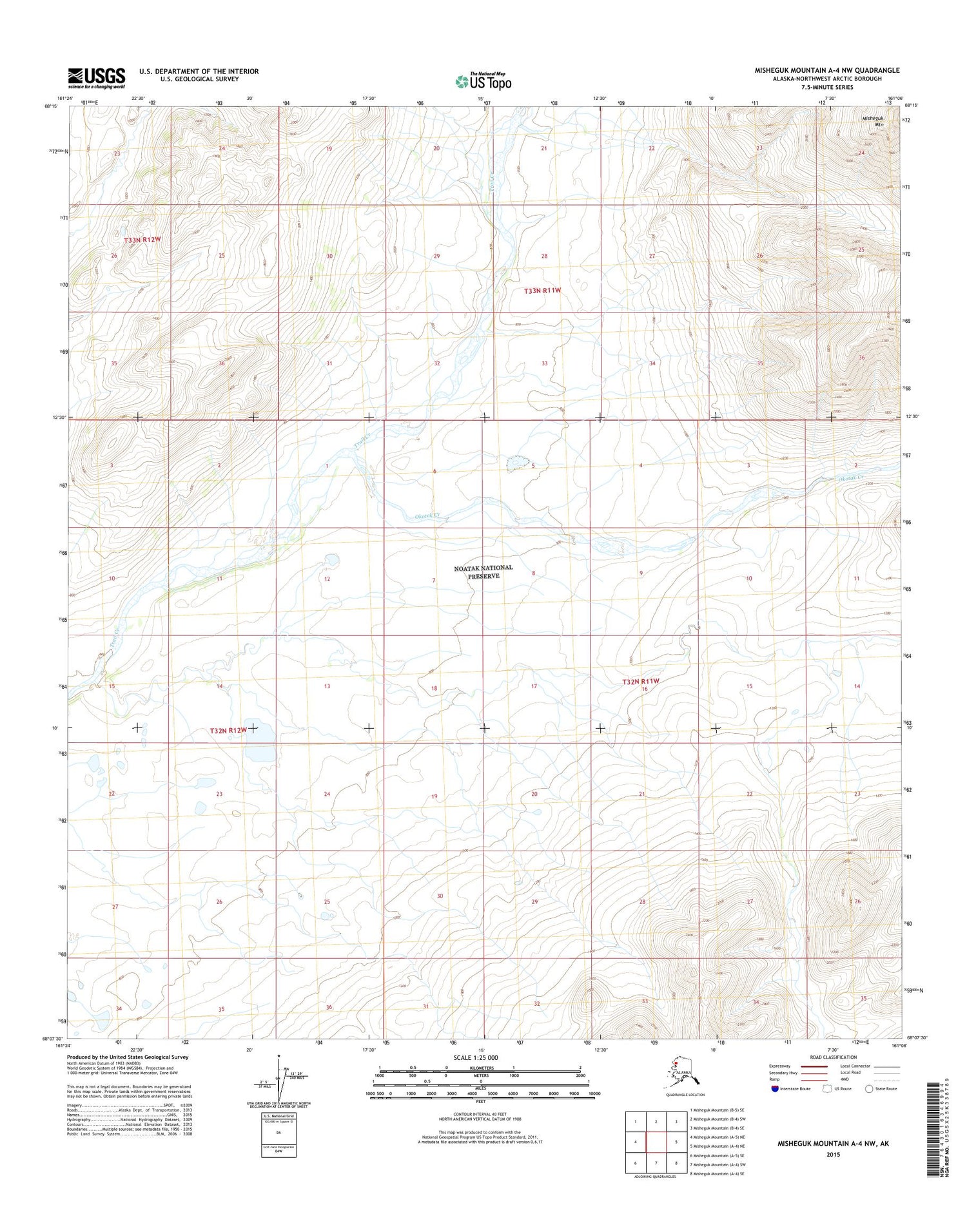 Misheguk Mountain A-4 NW Alaska US Topo Map Image