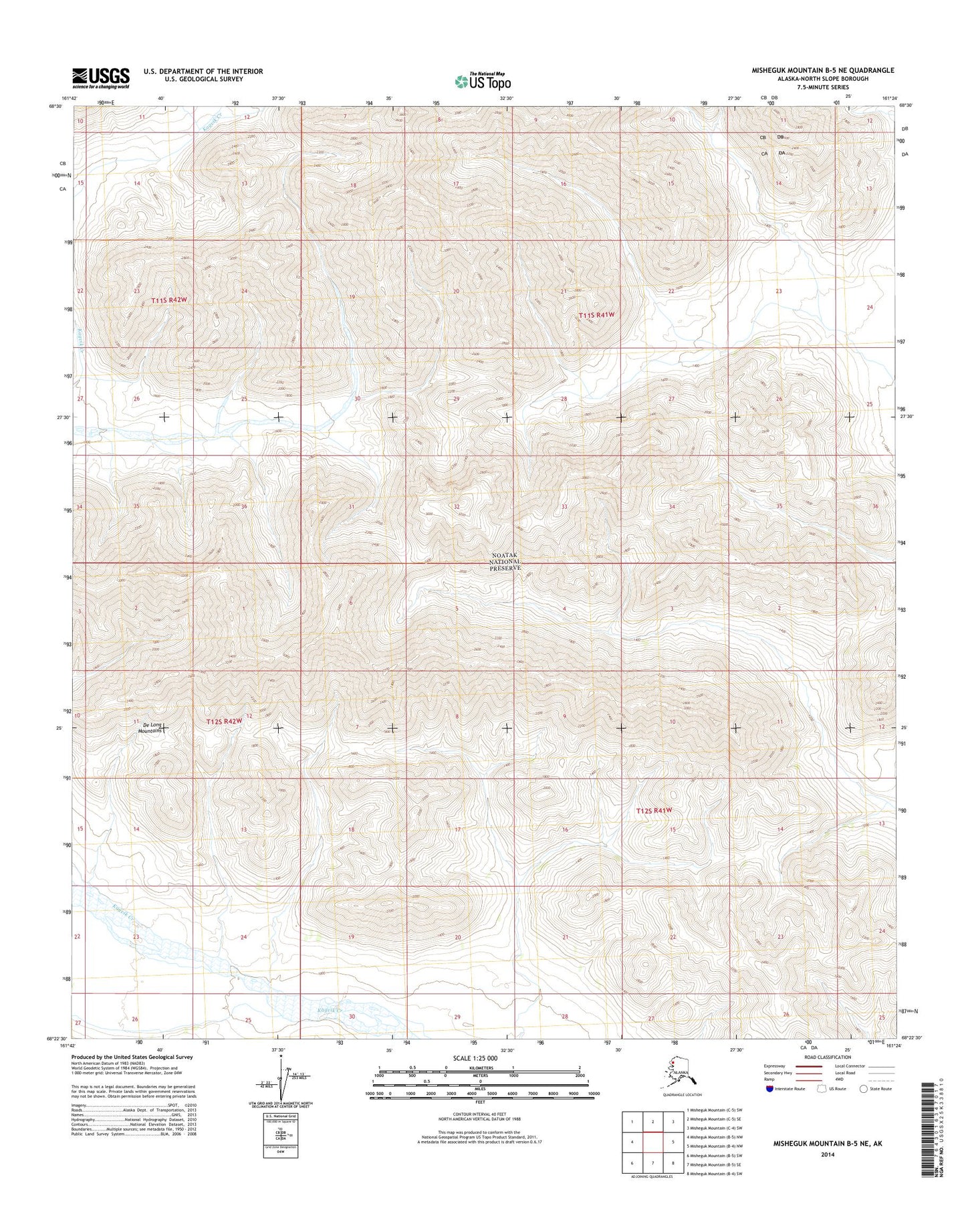 Misheguk Mountain B-5 NE Alaska US Topo Map Image