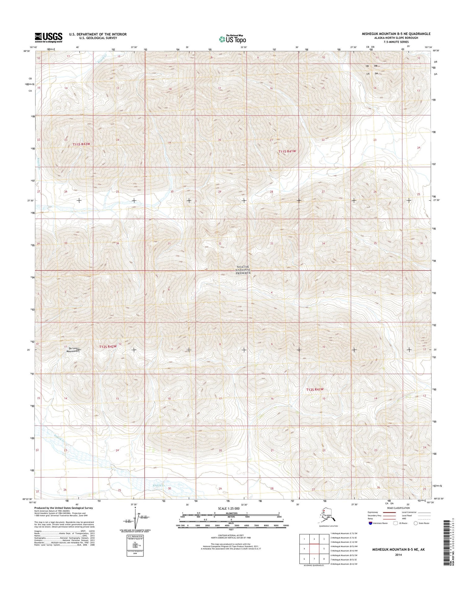 Misheguk Mountain B-5 NE Alaska US Topo Map Image