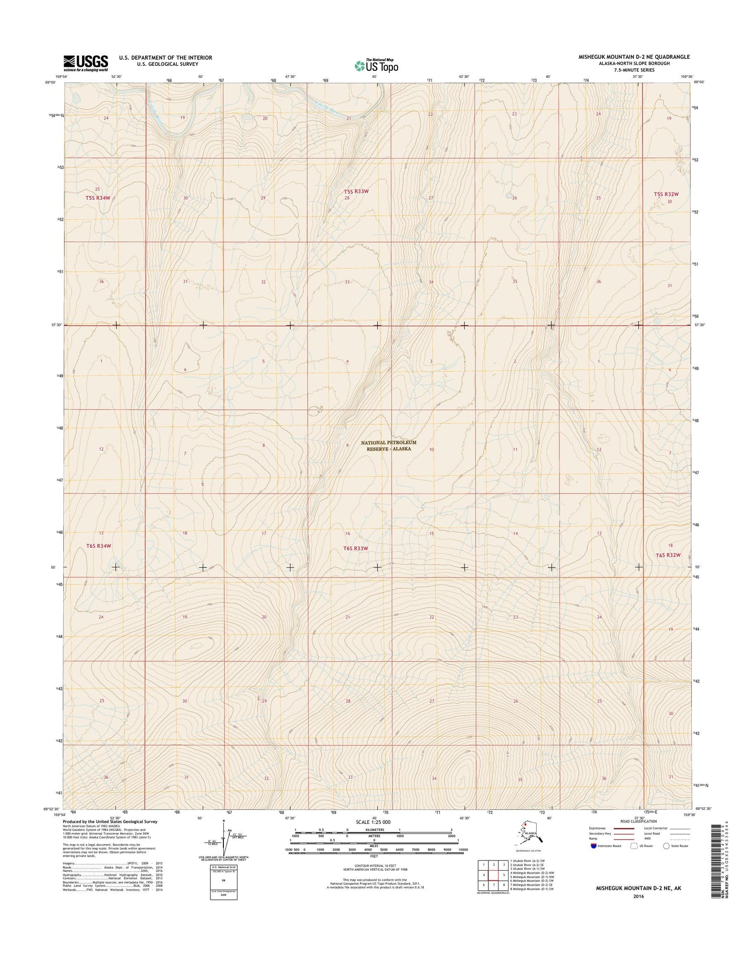 Misheguk Mountain D-2 NE Alaska US Topo Map Image