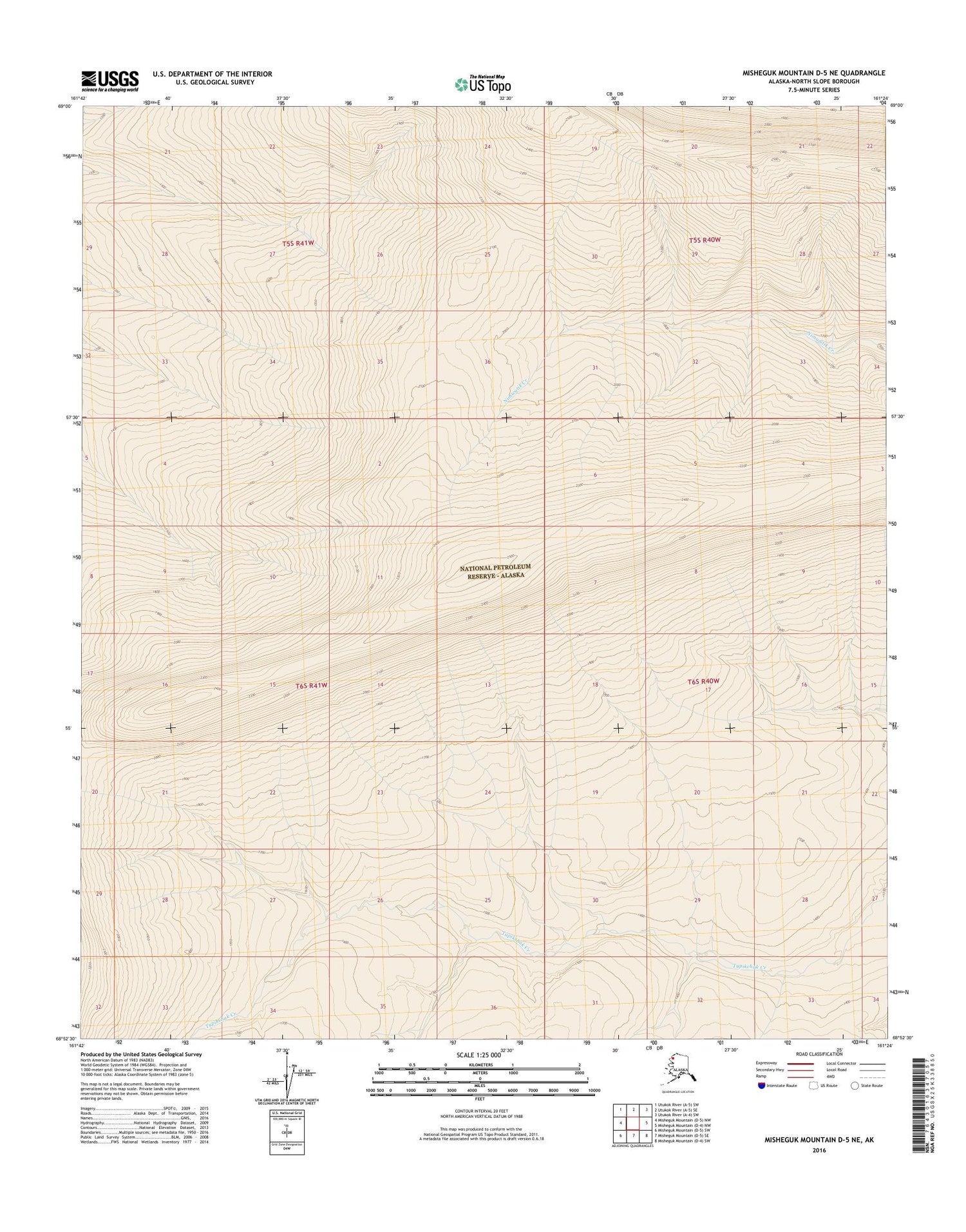 Misheguk Mountain D-5 NE Alaska US Topo Map Image