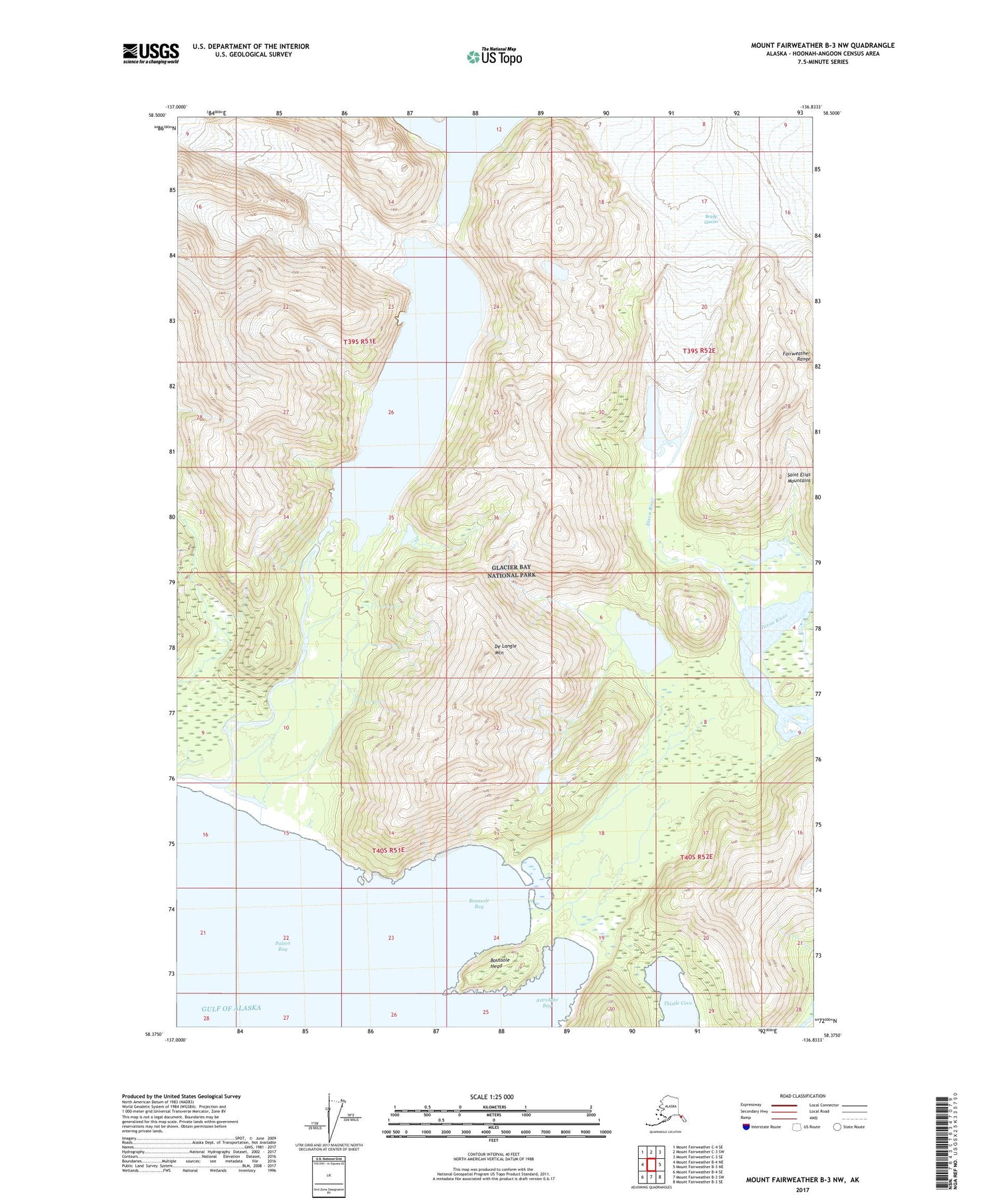 Mount Fairweather B-3 NW Alaska US Topo Map Image