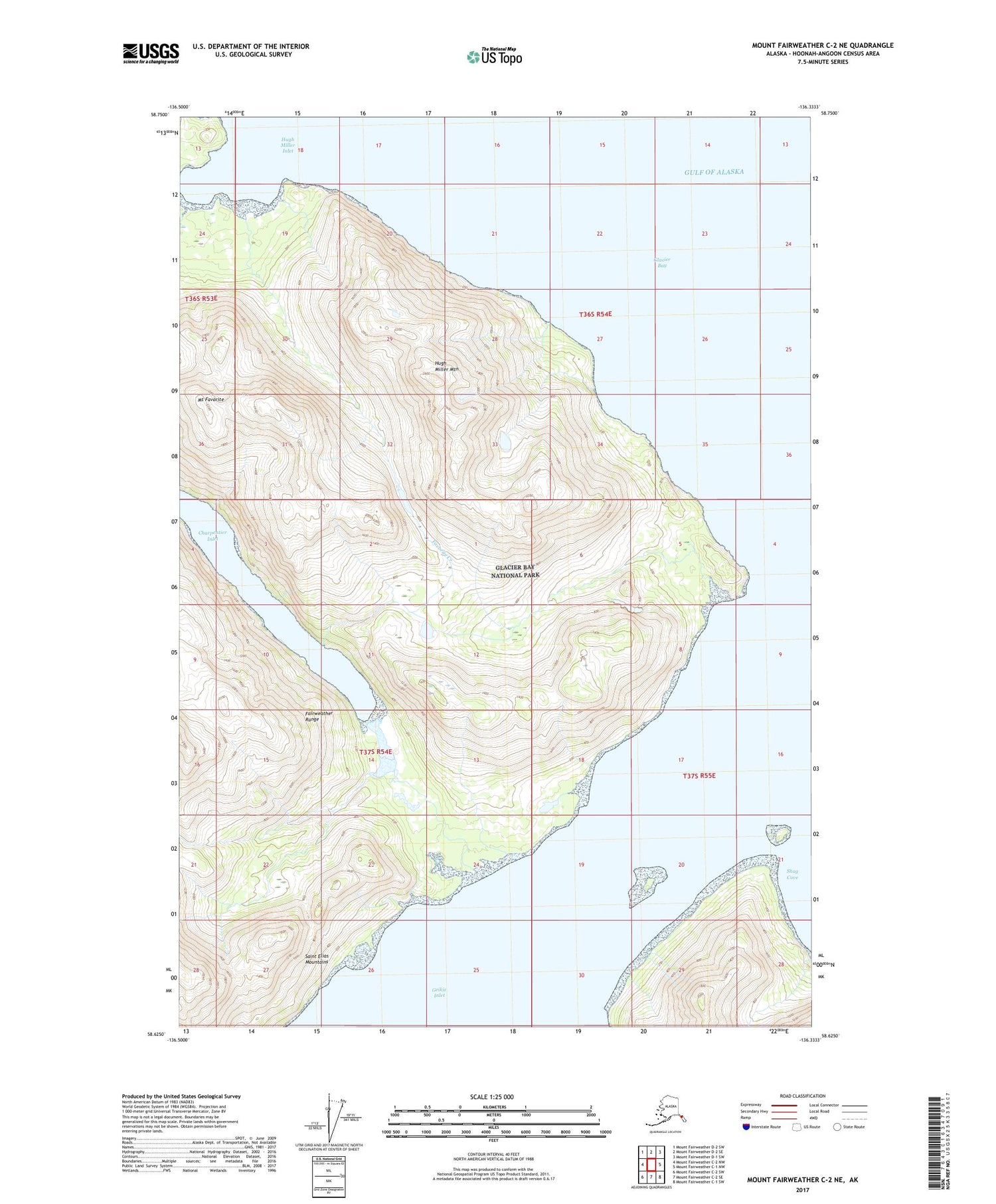Mount Fairweather C-2 NE Alaska US Topo Map Image
