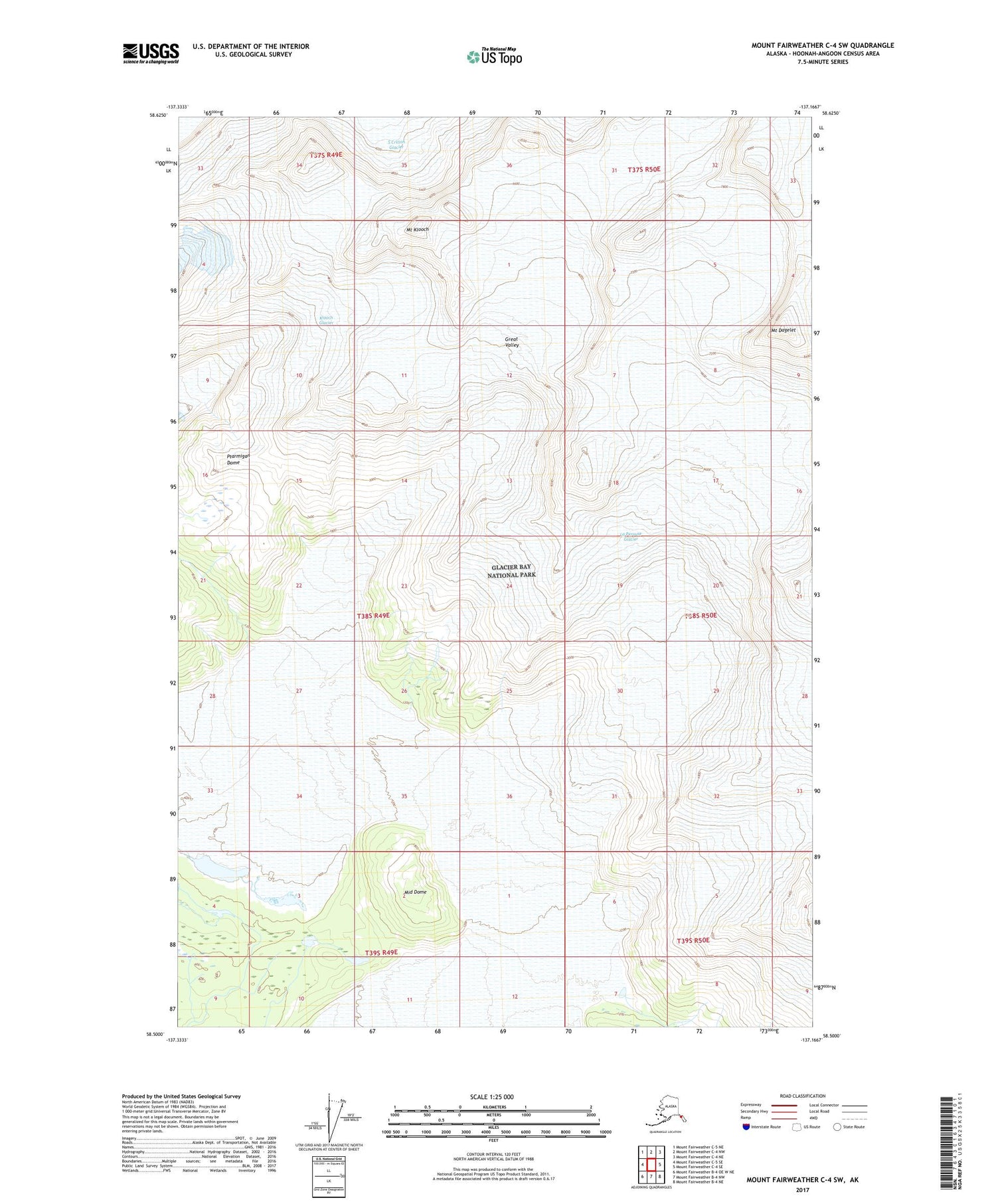 Mount Fairweather C-4 SW Alaska US Topo Map Image