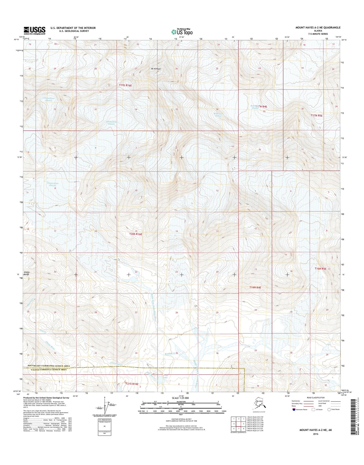 Mount Hayes A-2 NE Alaska US Topo Map Image