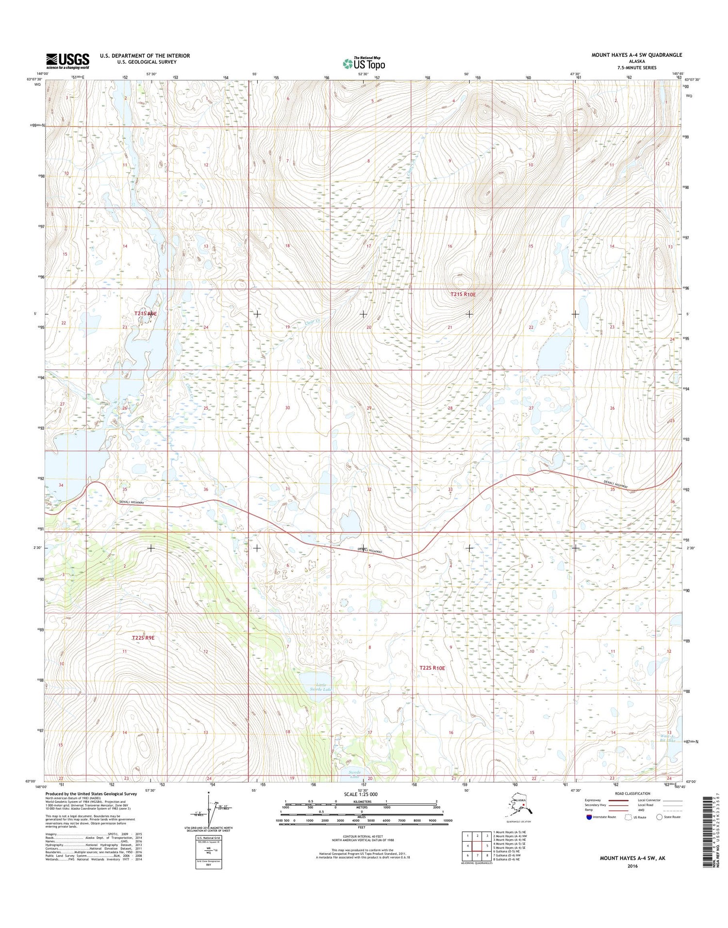 Mount Hayes A-4 SW Alaska US Topo Map Image