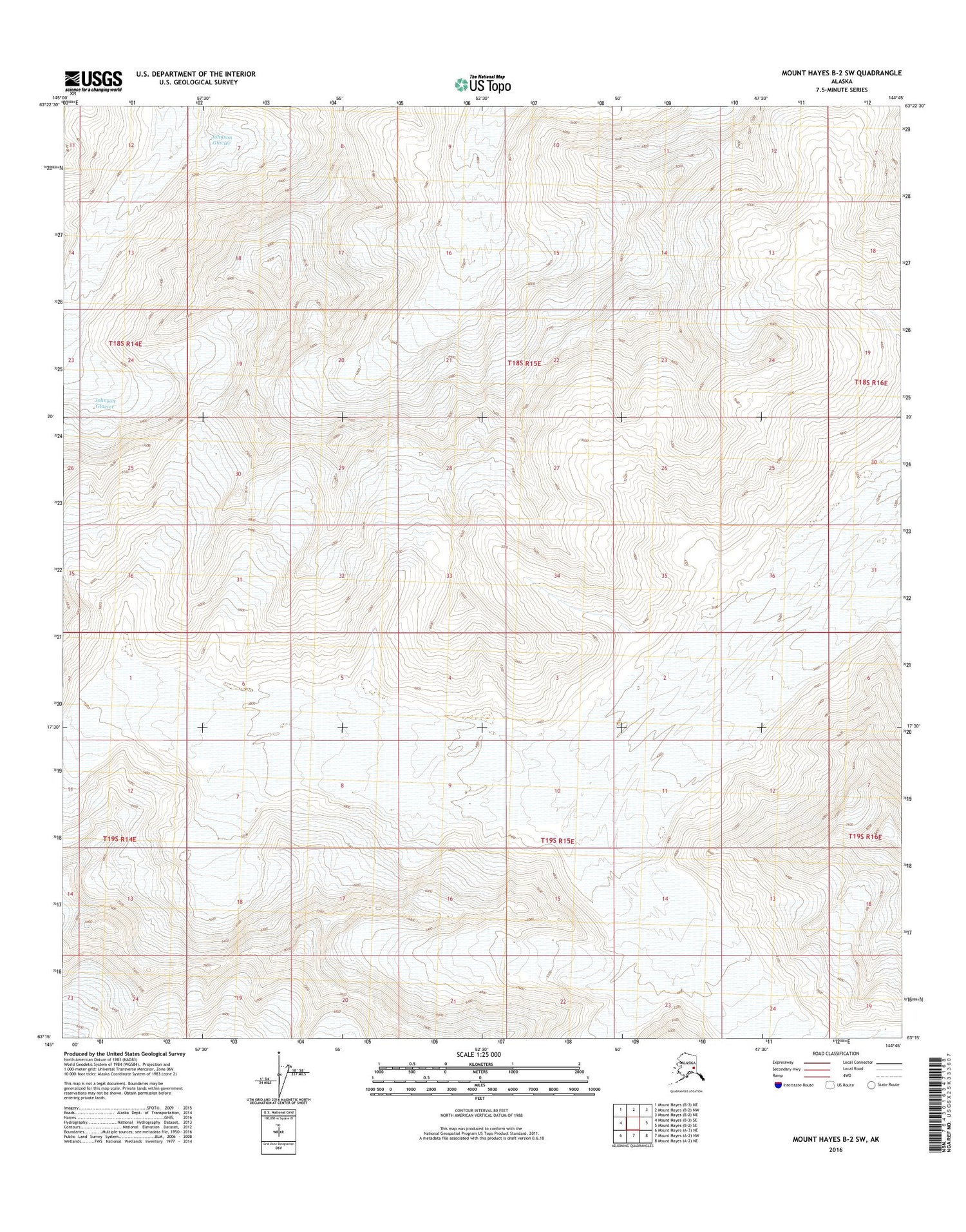 Mount Hayes B-2 SW Alaska US Topo Map Image