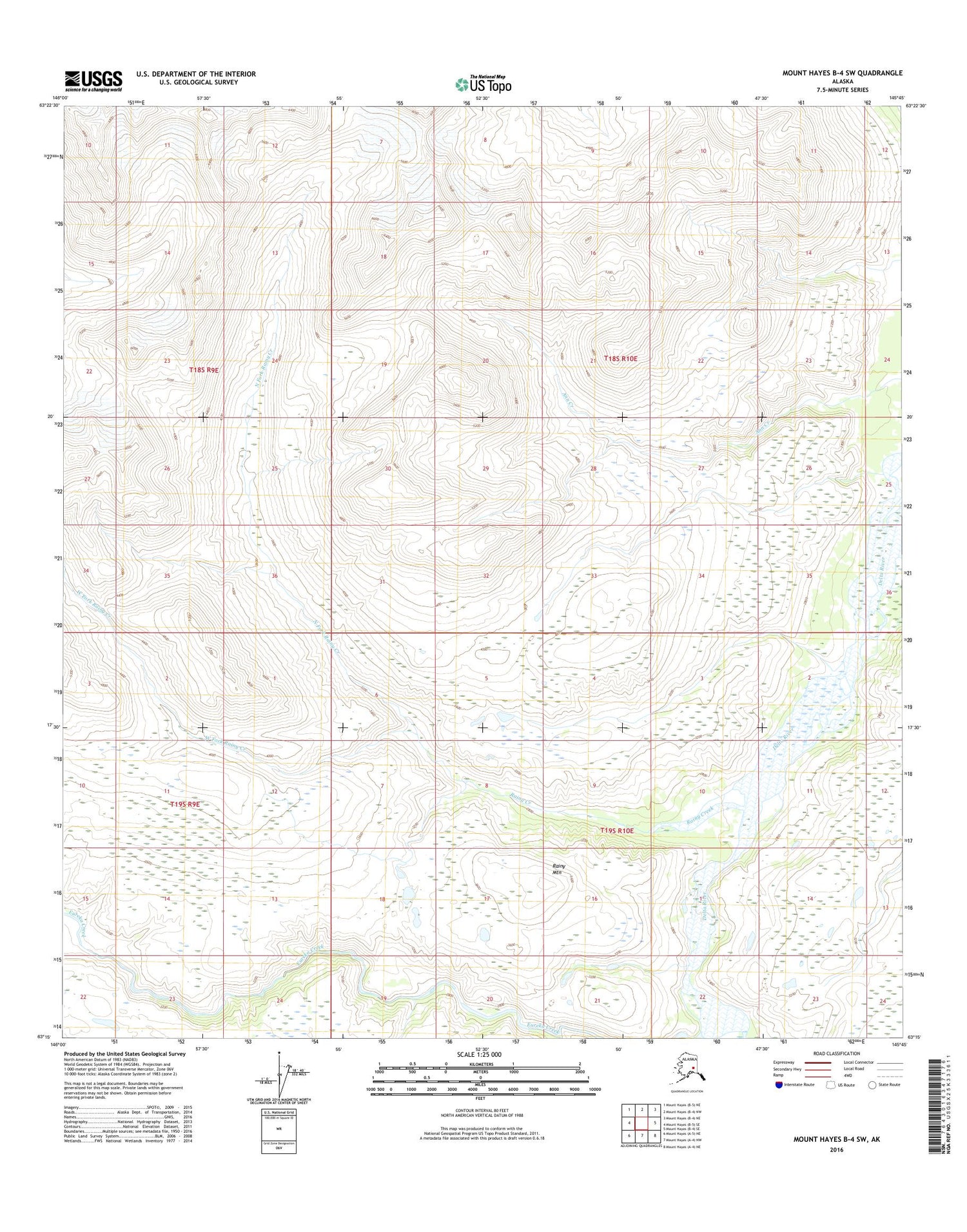 Mount Hayes B-4 SW Alaska US Topo Map Image