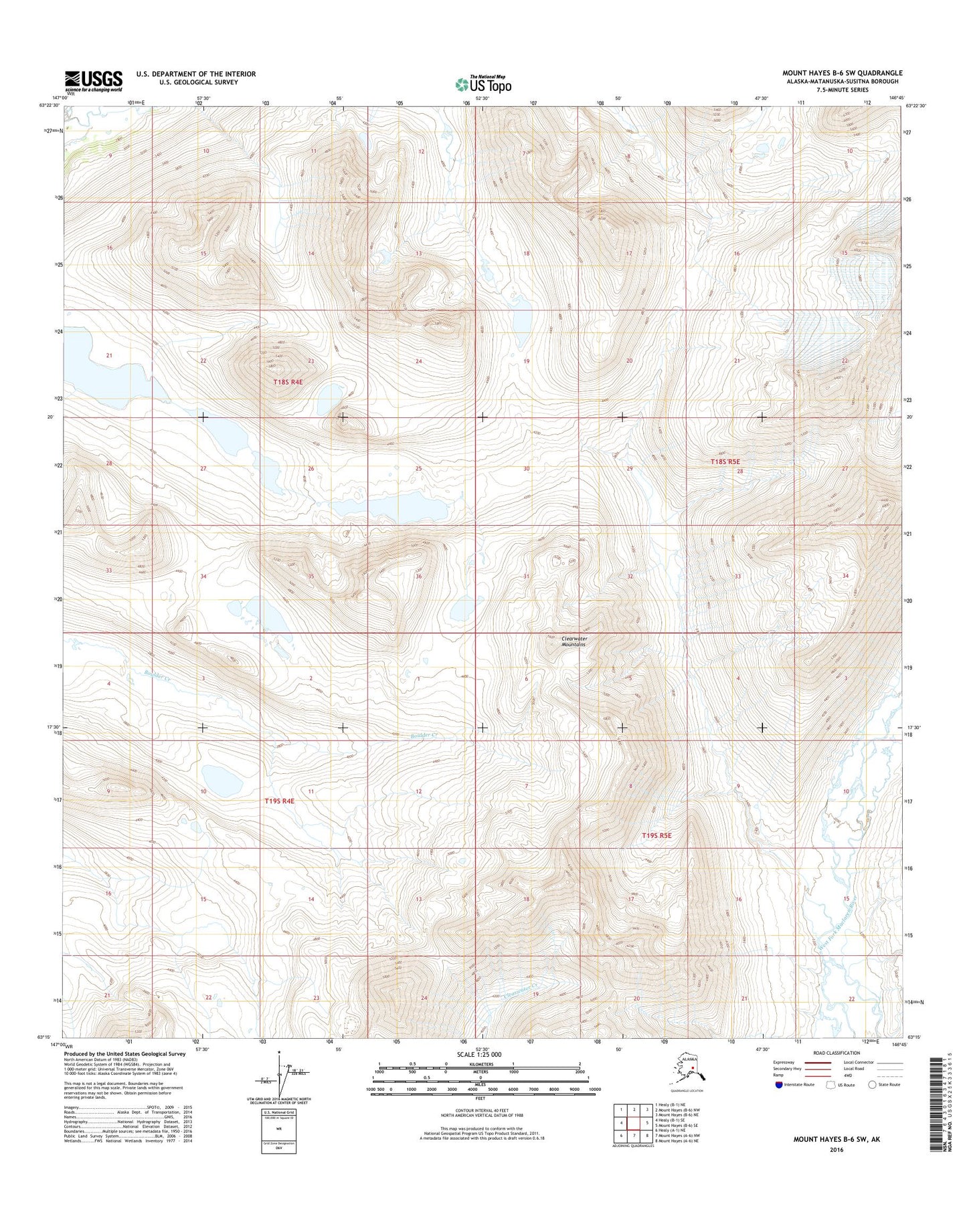 Mount Hayes B-6 SW Alaska US Topo Map Image