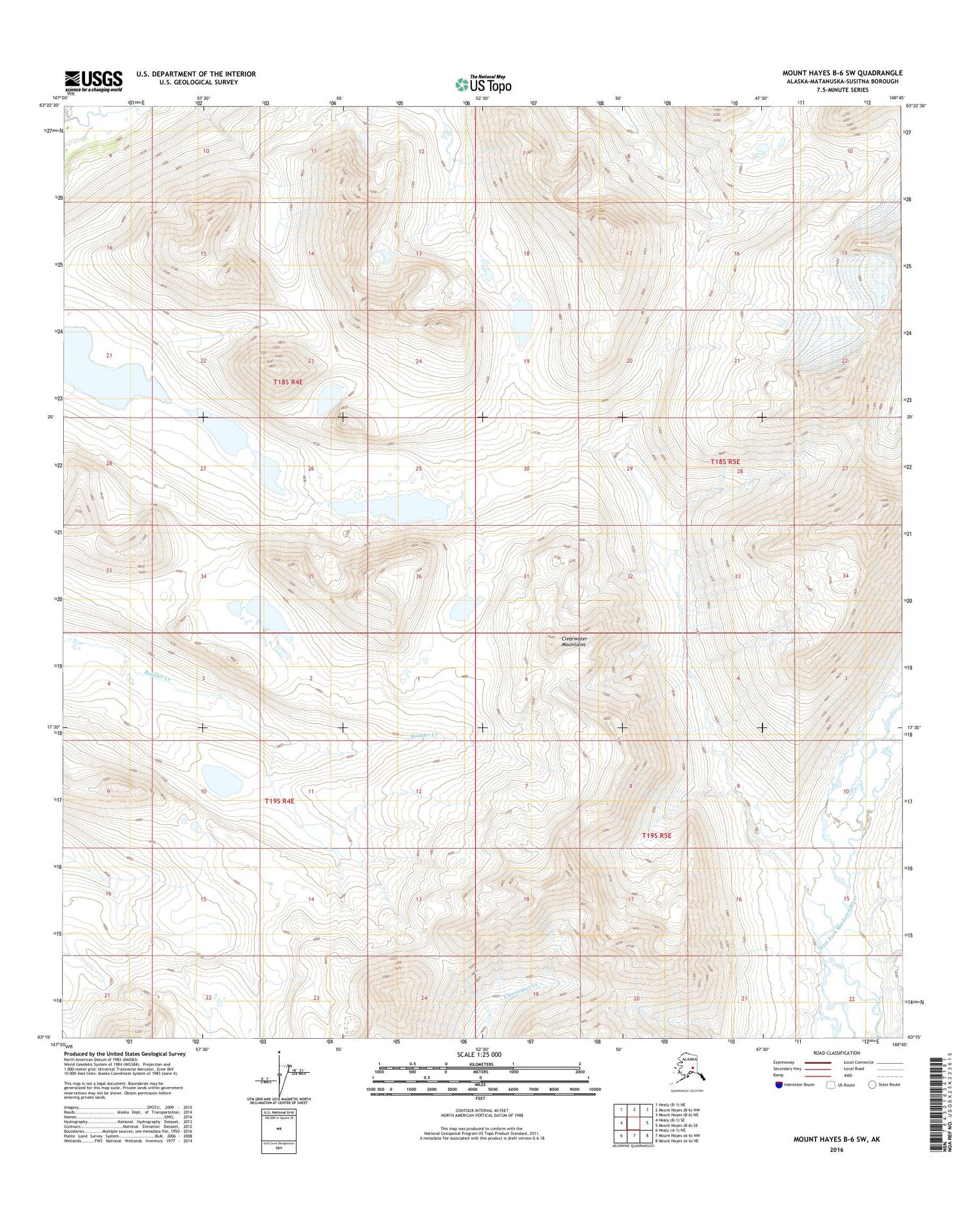 Mount Hayes B-6 SW Alaska US Topo Map Image