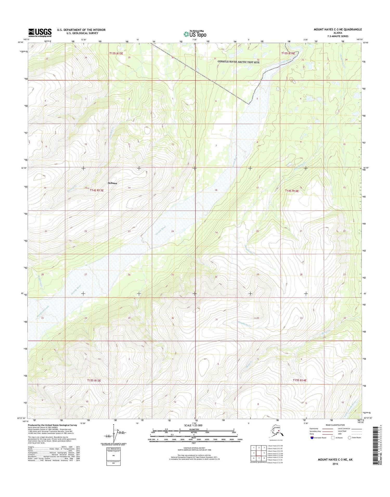Mount Hayes C-3 NE Alaska US Topo Map Image