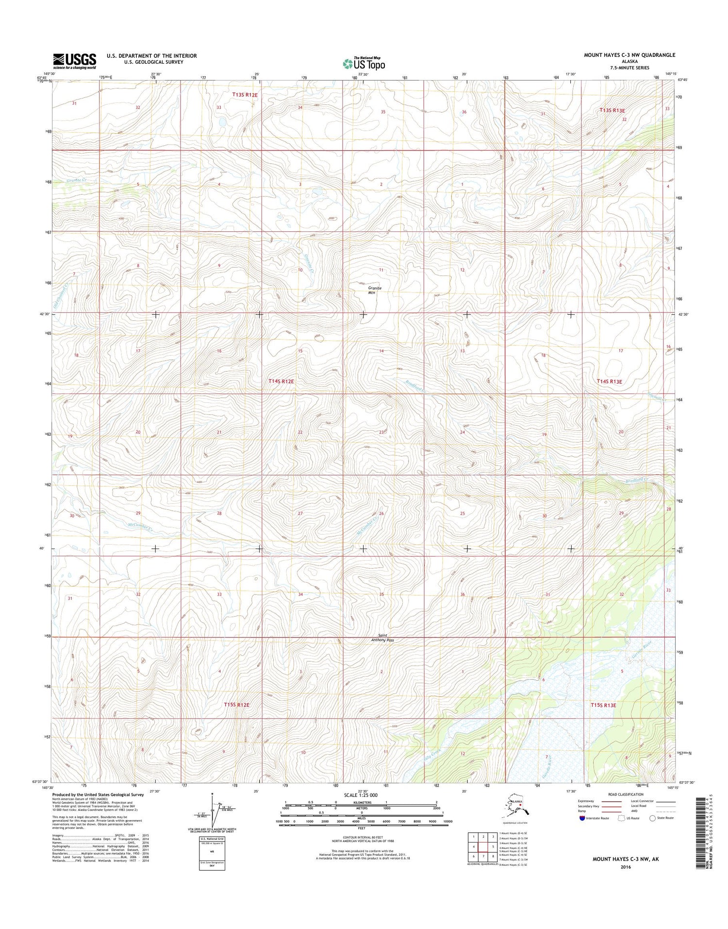 Mount Hayes C-3 NW Alaska US Topo Map Image