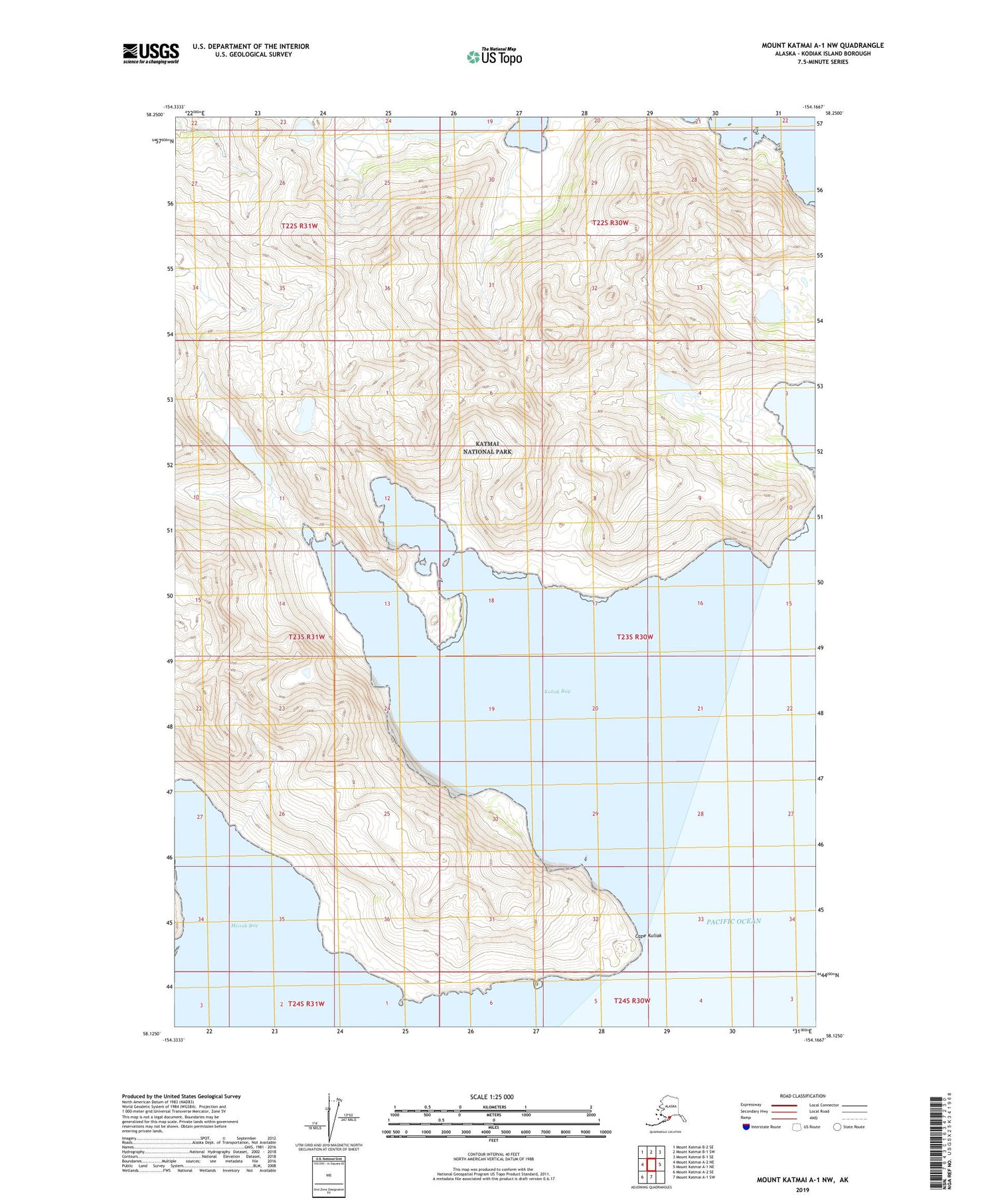 Mount Katmai A-1 NW Alaska US Topo Map Image