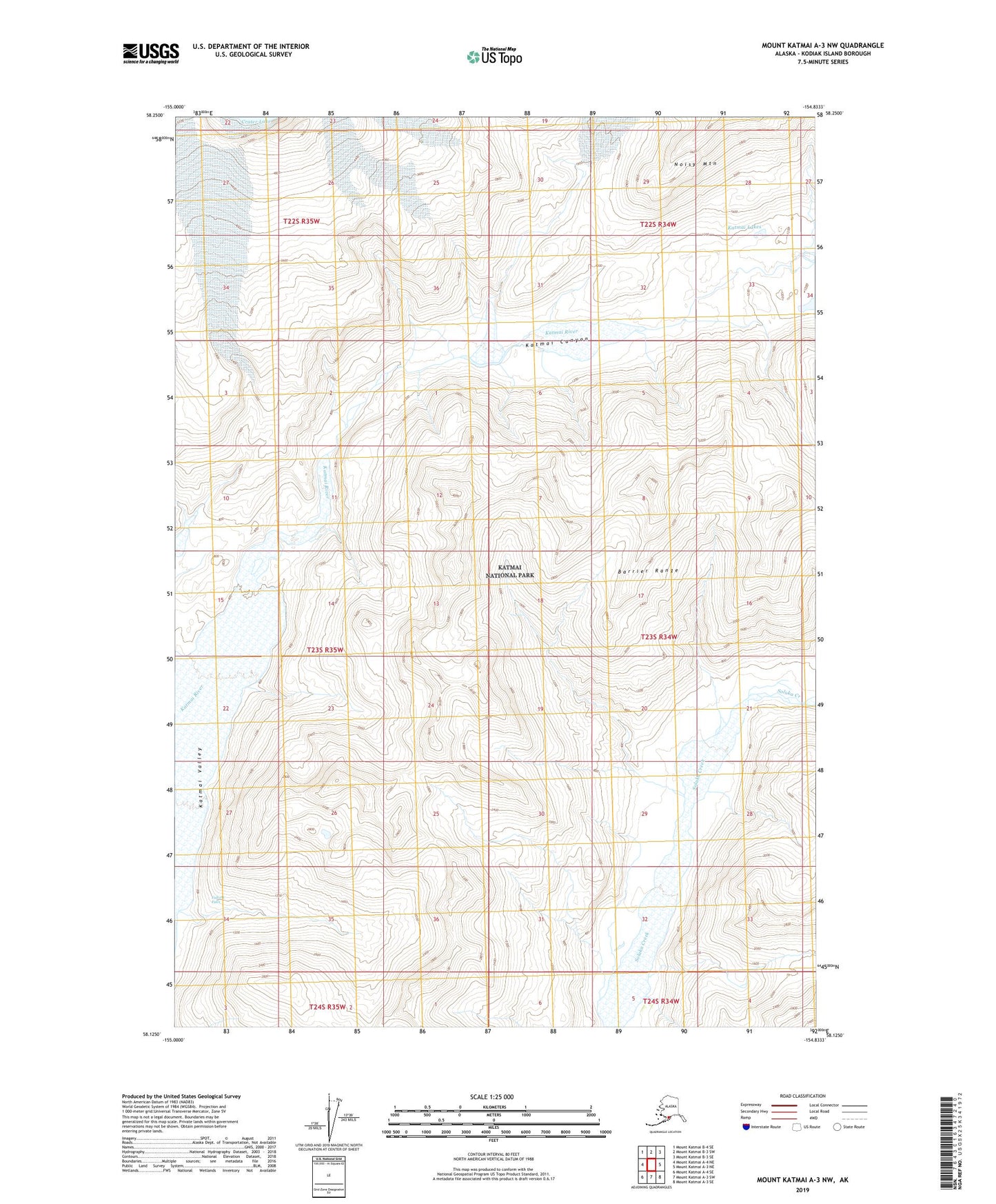 Mount Katmai A-3 NW Alaska US Topo Map Image