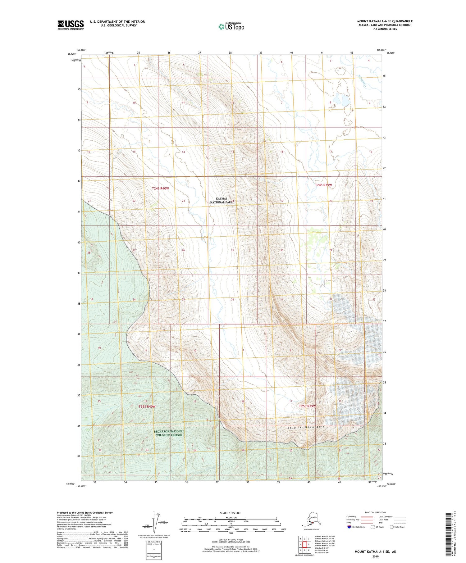Mount Katmai A-6 SE Alaska US Topo Map Image