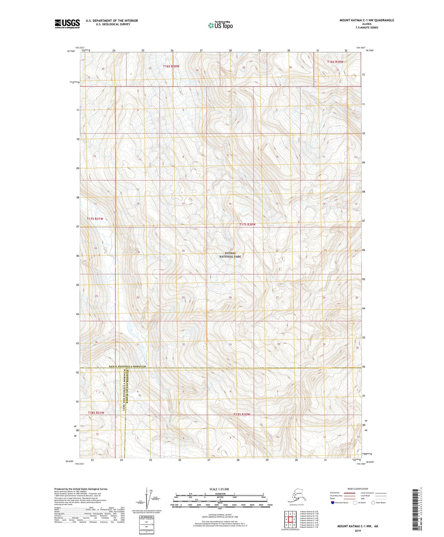 Mount Katmai C-1 NW Alaska US Topo Map Image
