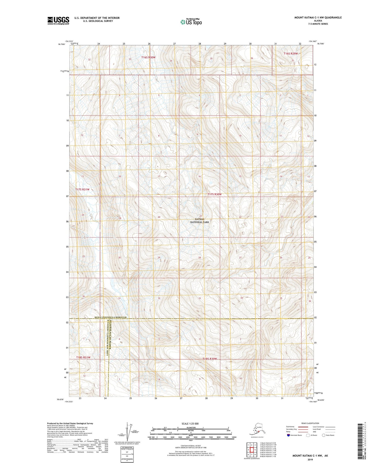 Mount Katmai C-1 NW Alaska US Topo Map Image