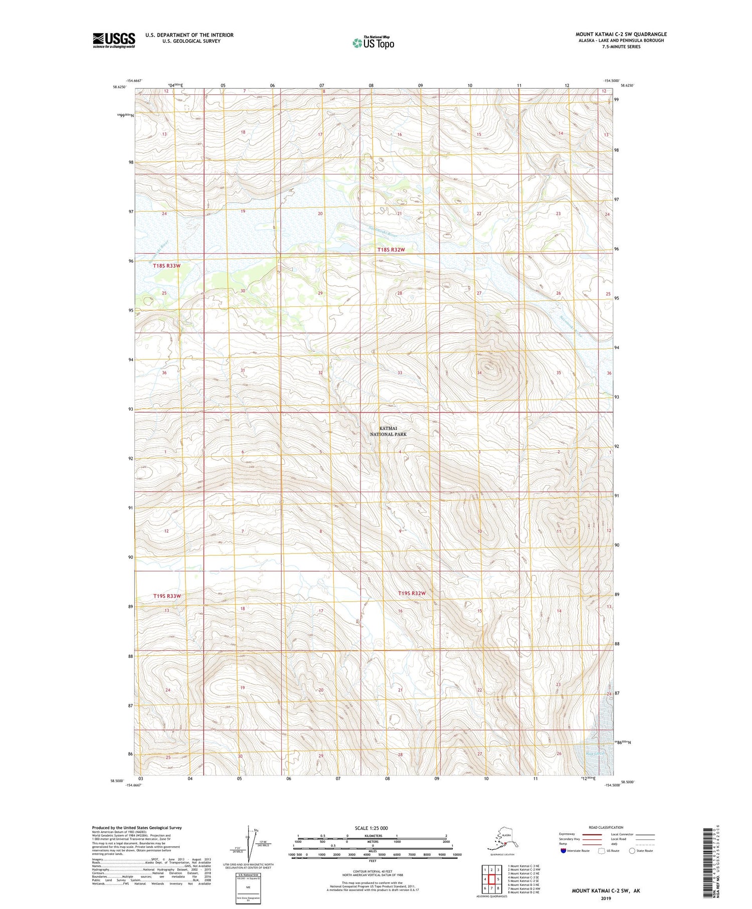 Mount Katmai C-2 SW Alaska US Topo Map Image